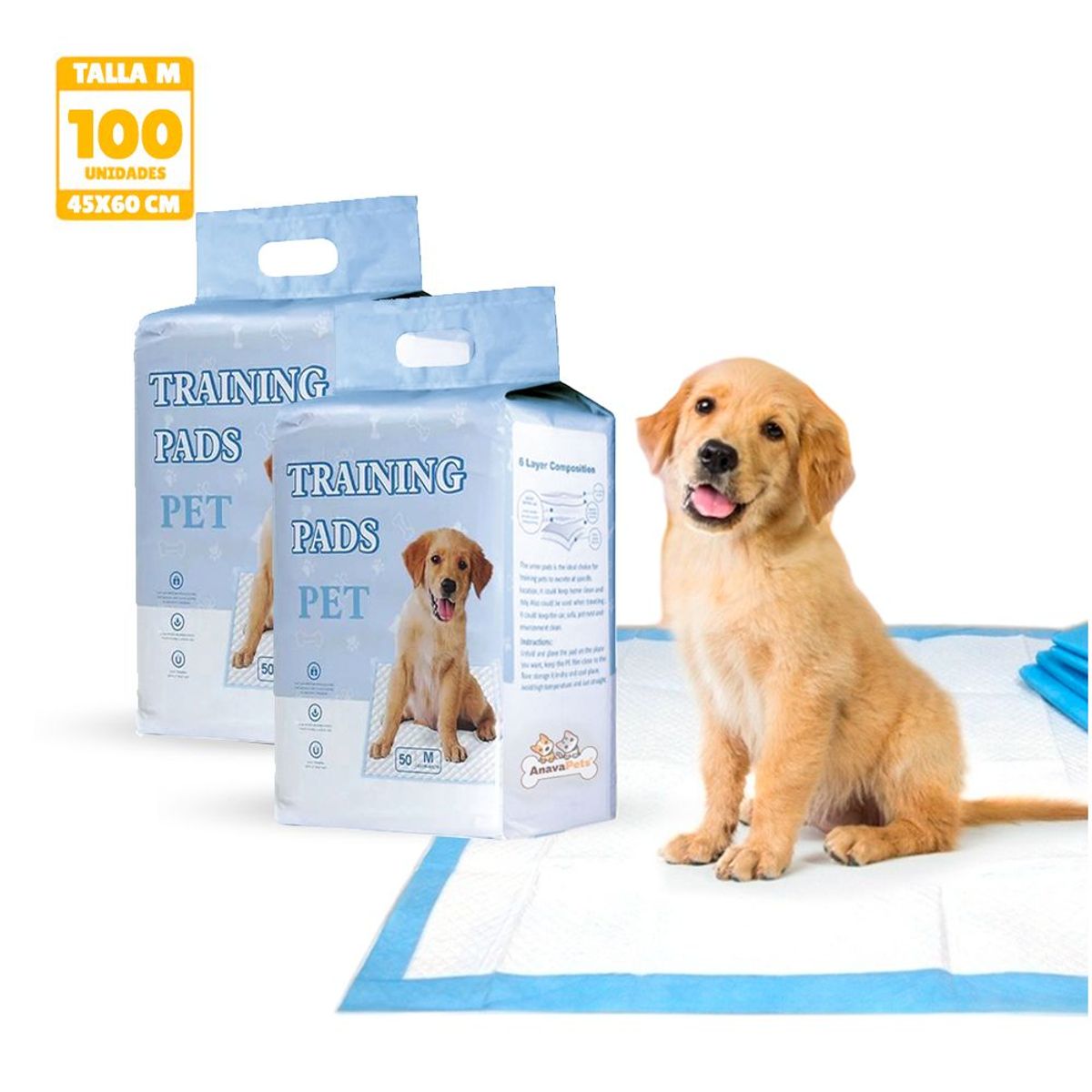 GENERICO - Pack Pañales de Piso Absorbentes Desechables Perros Talla M