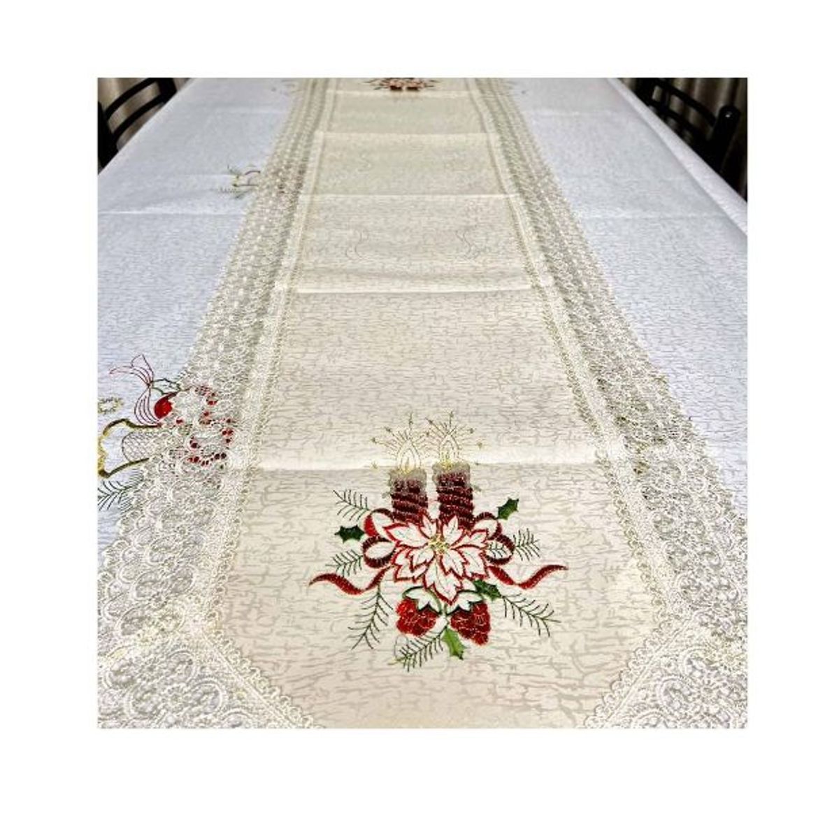 GENERICO - Camino de Mesa Navideño de Organza 180CM Mantel de mesa de Navidad
