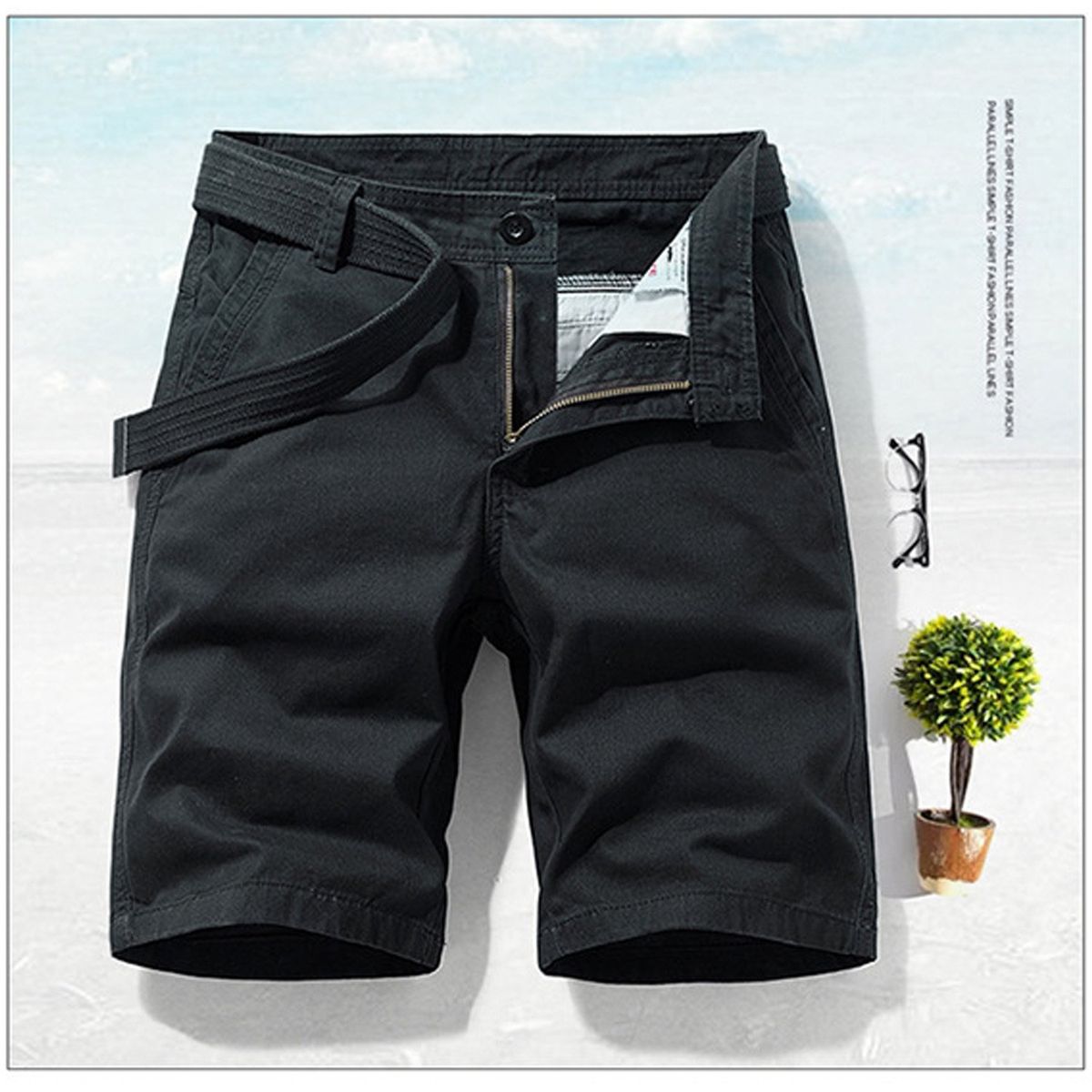 DENISASAA - Pantalones cortos Cargo Casual Stretch Pantalones de playa para hombre