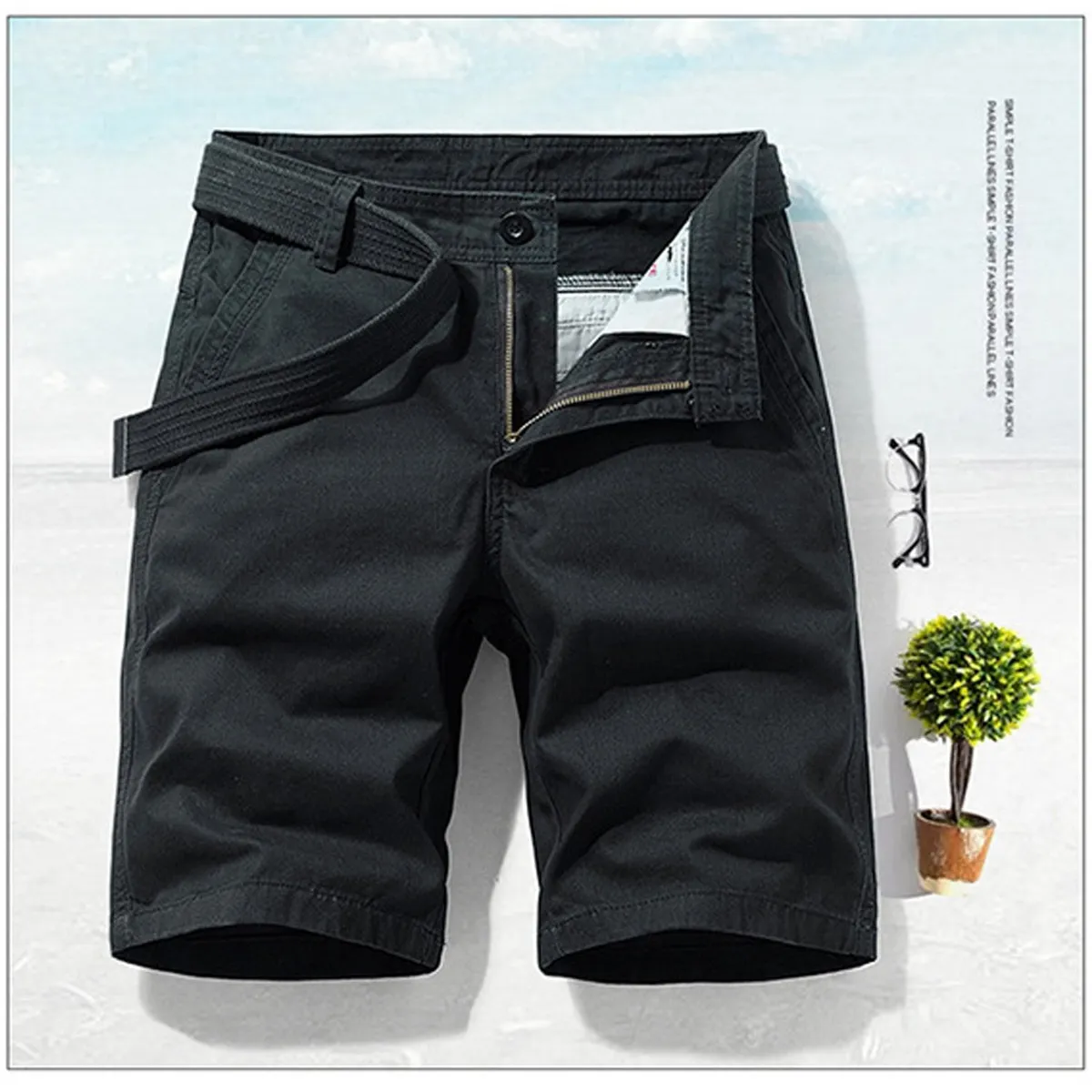 DENISASAA - Pantalones cortos Cargo Casual Stretch Pantalones de playa para hombre