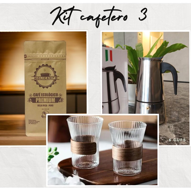 GENERICO - KIT CAFETERO 3 Moka-café-taza