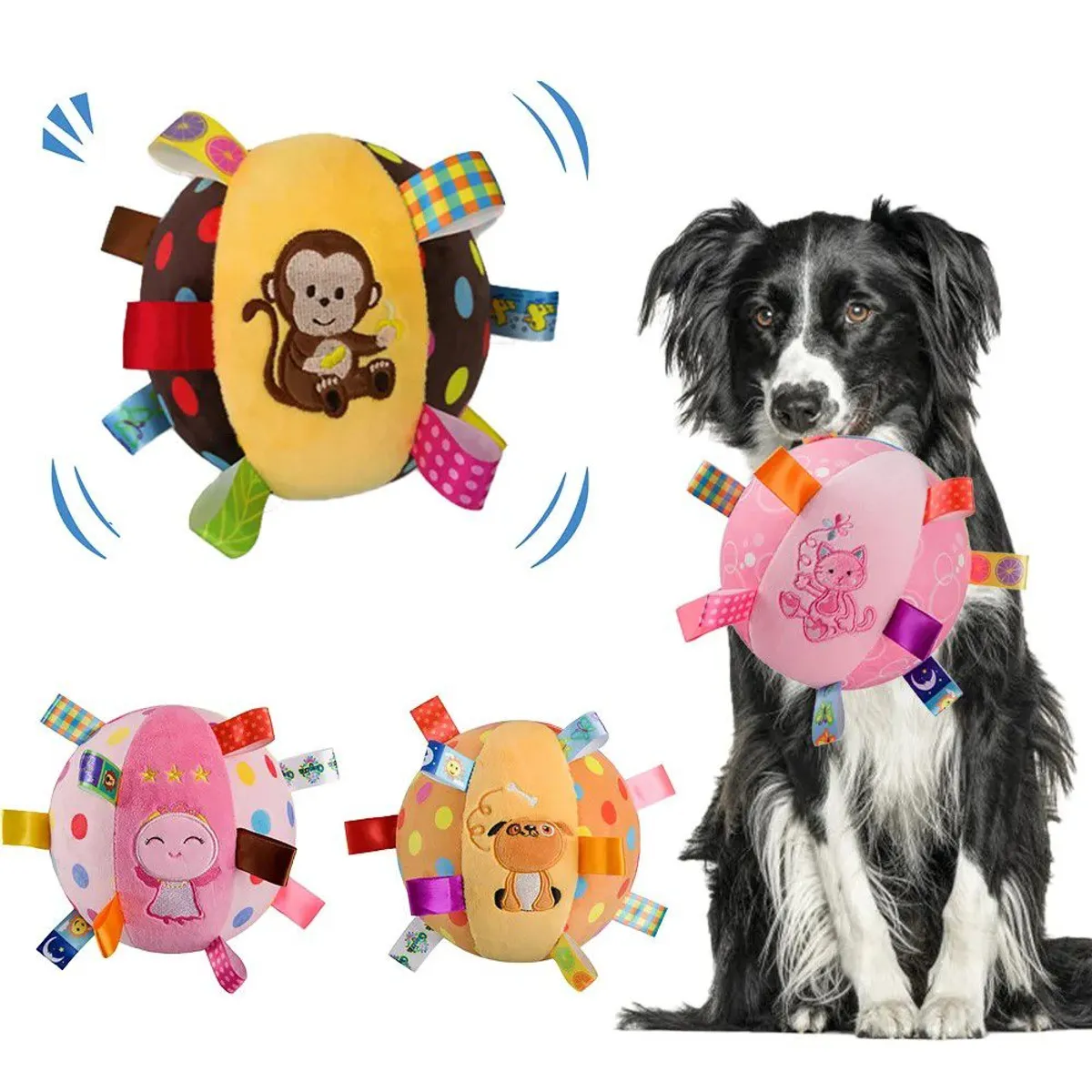 GENERICO - HERMOSA PELOTA INTERACTIVA PARA MASCOTA DE FELPA CON SONIDO