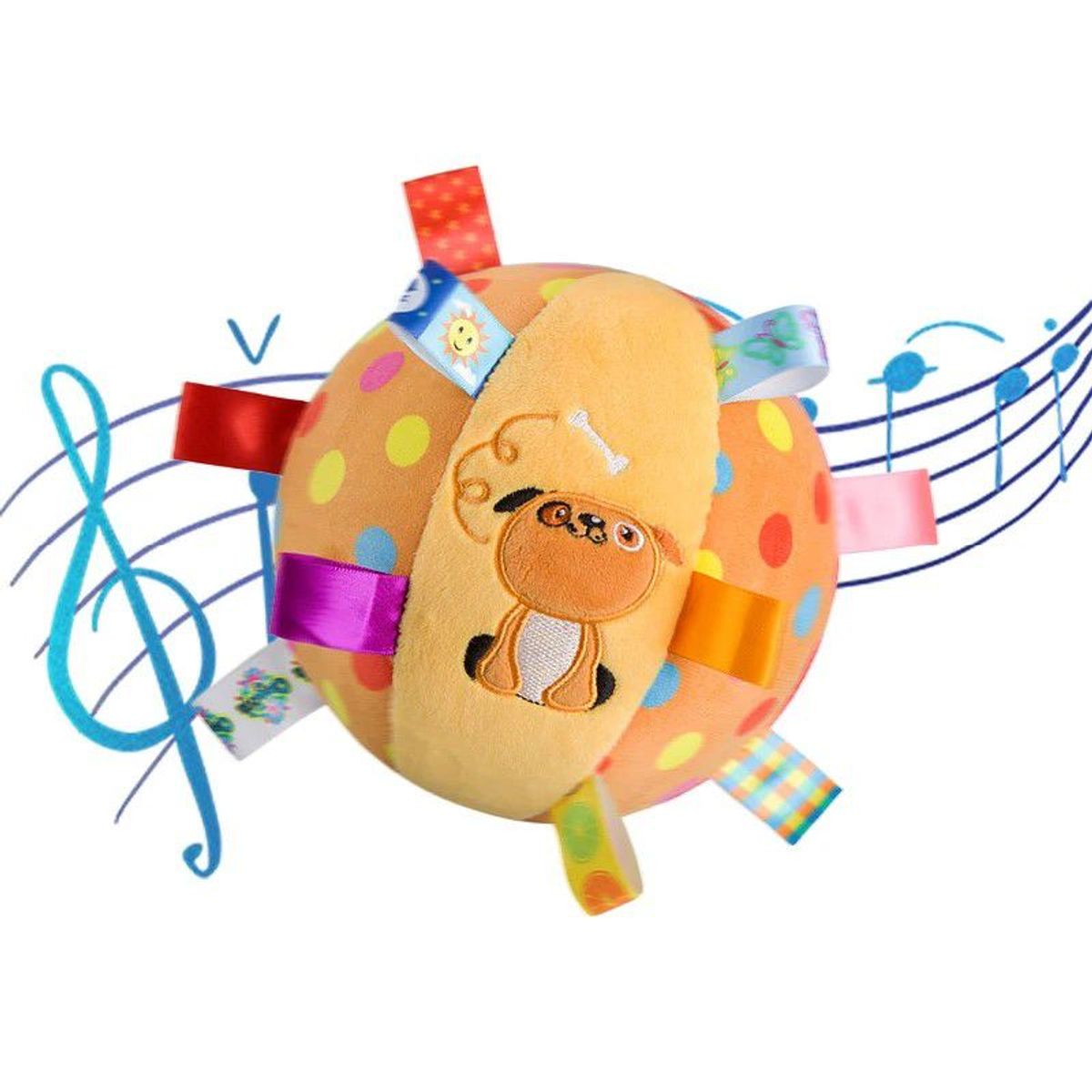 GENERICO - PACK X3 HERMOSA PELOTA MASCOTA DE FELPA  BORDADA CON SONIDO