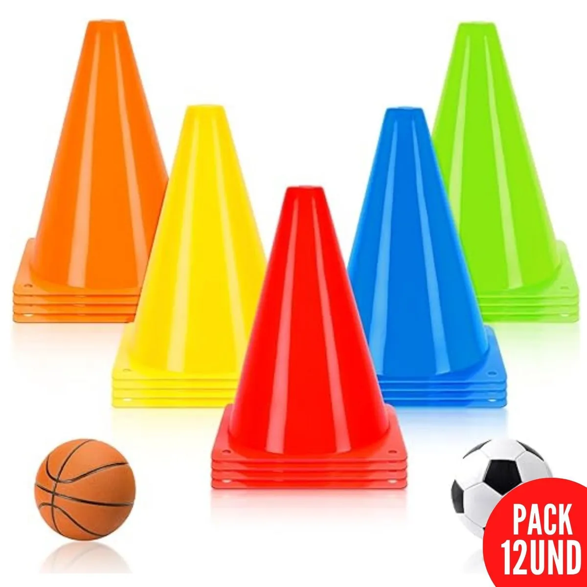 XTREME SPORT - Conos Deportivos de plastico Futbol,  pack 12und