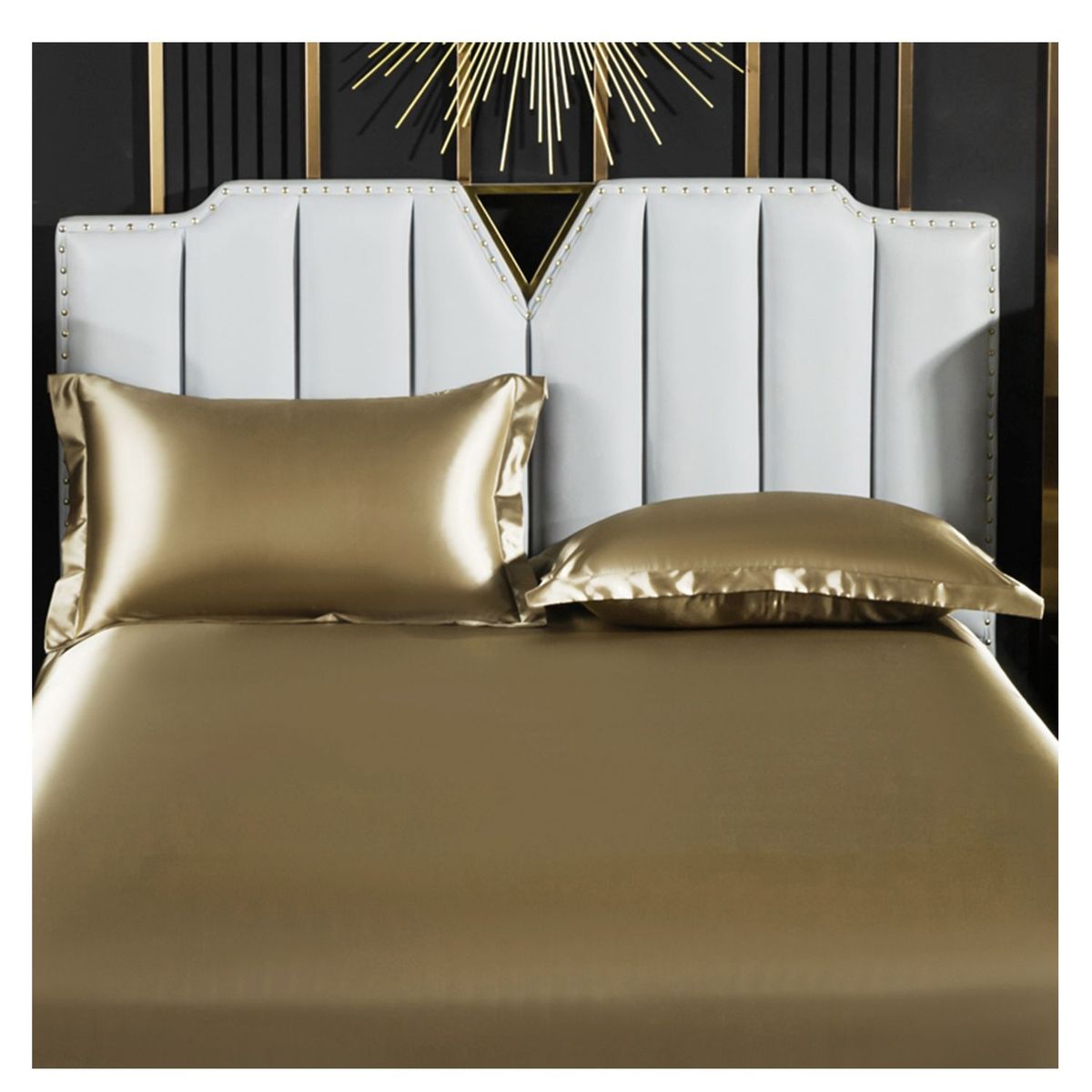 DENISASAA - Funda de almohada de seda de morera transpirable de doble cara-oro