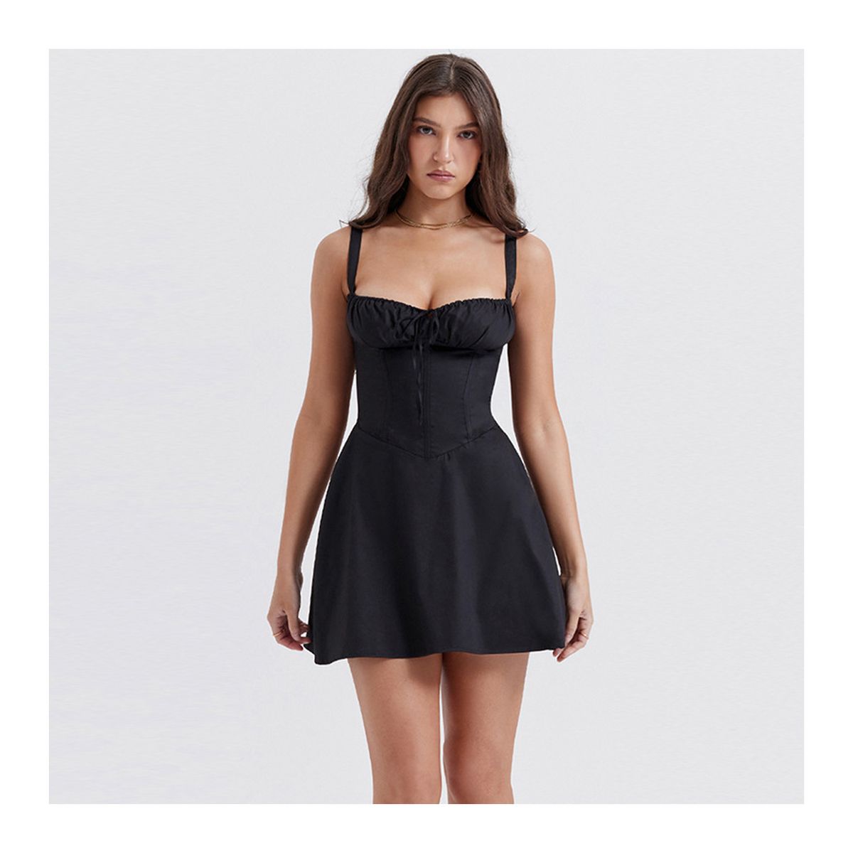 DENISASAA - Vestido de tirantes de sexy de verano con diseño de cintura de espiga