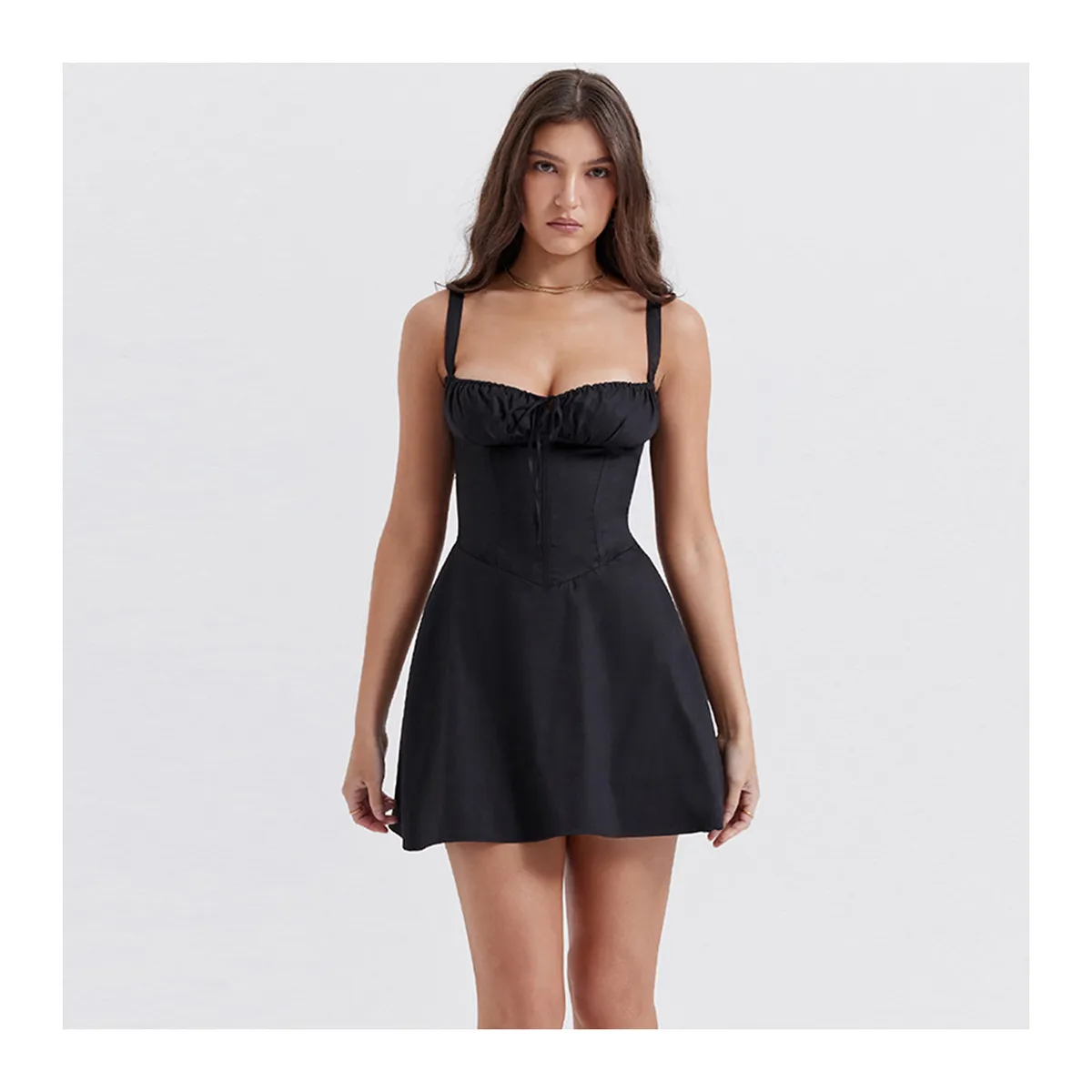 DENISASAA - Vestido de tirantes de sexy de verano con diseño de cintura de espiga