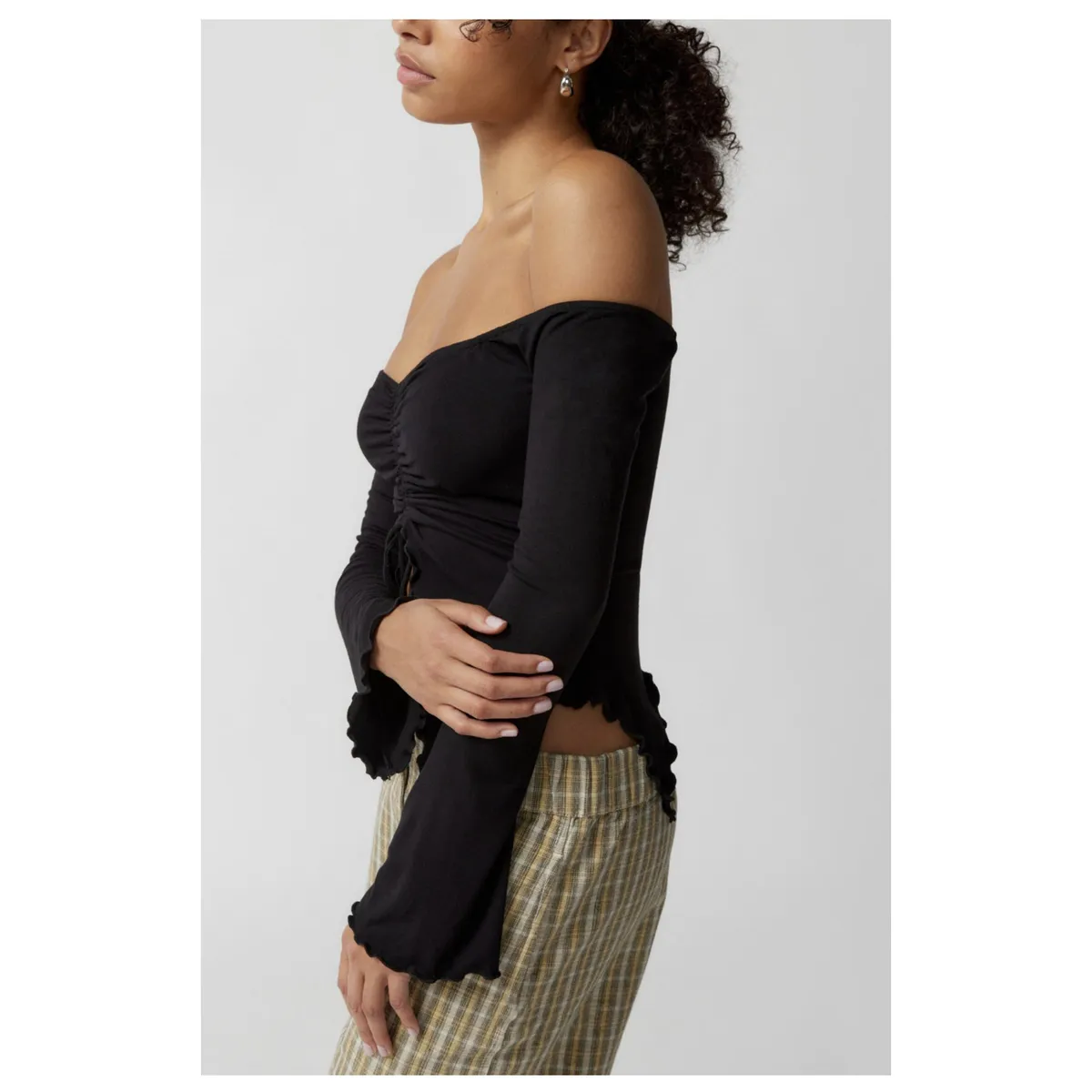 DENISASAA - Mangas largas sexy con hombros descubiertos y mangas acampanadas