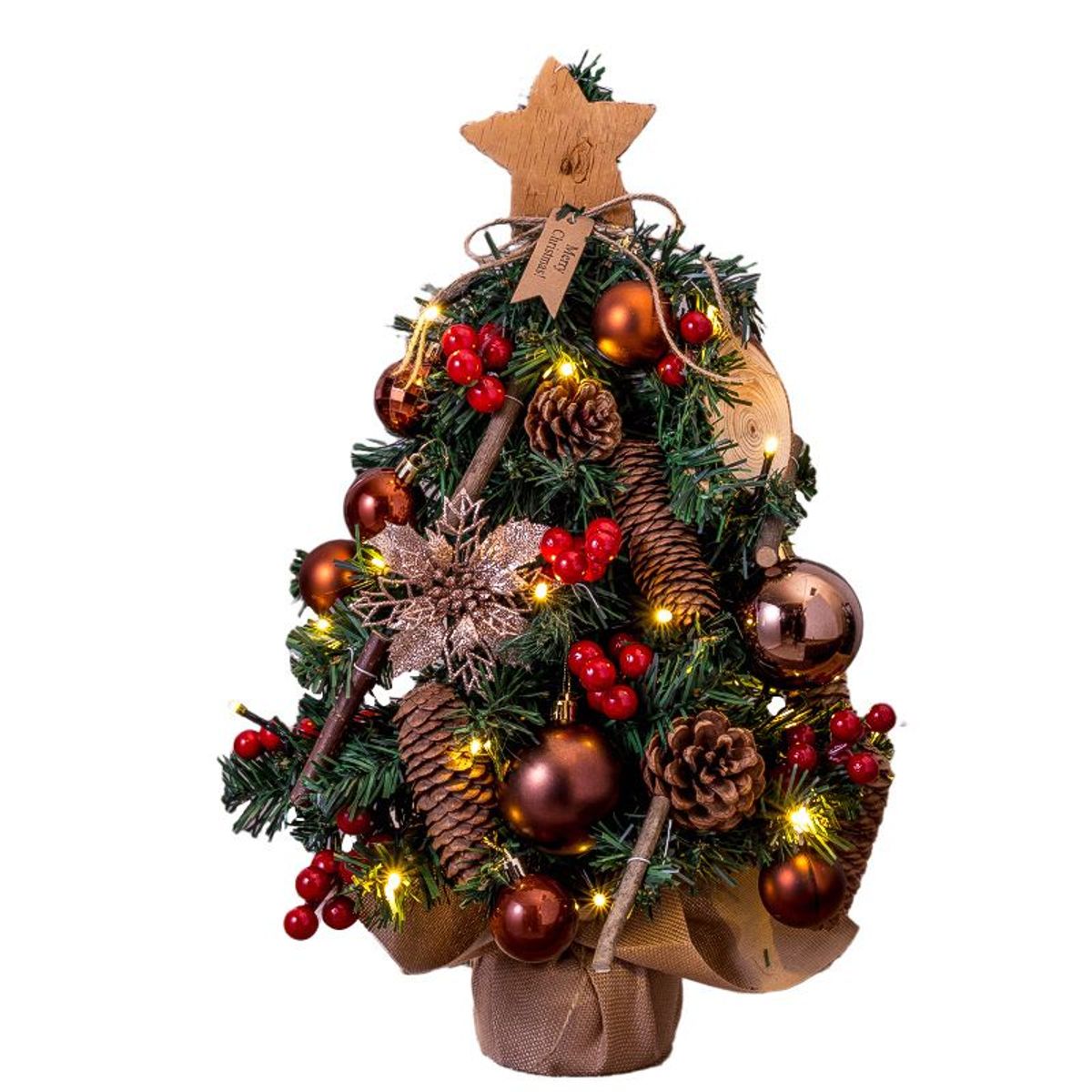 VATYERTY - Mini juego de árbol de Navidad brillante rojo 45cm