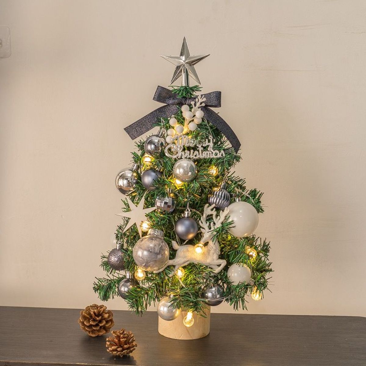 VATYERTY - Mini juego de árbol de Navidad brillante azul 45cm