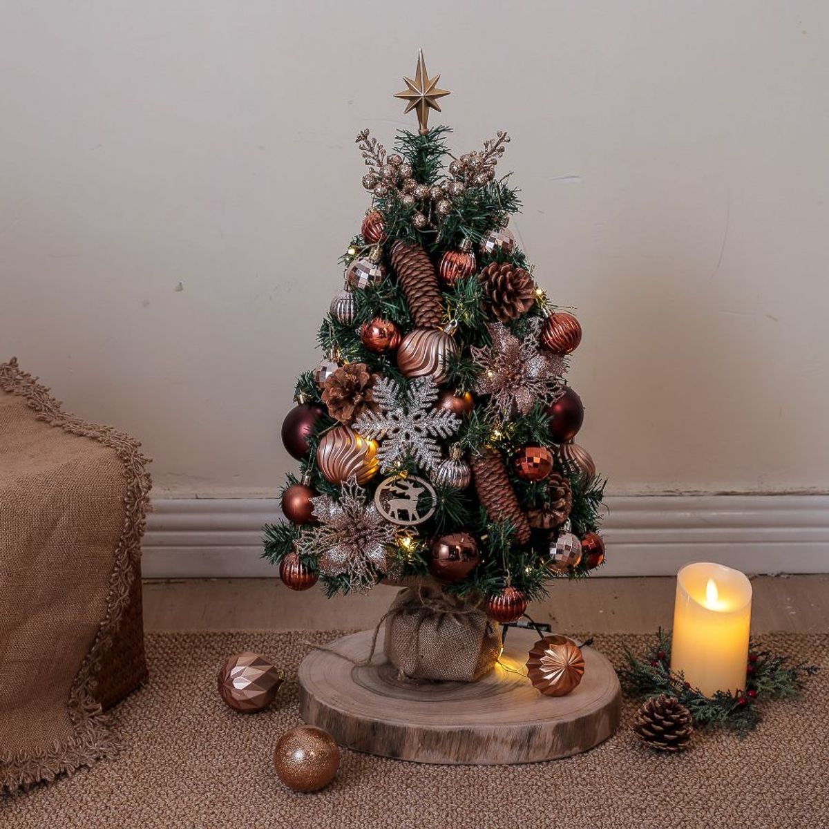 VATYERTY - Mini juego de árbol de Navidad brillante de escritorio 45cm