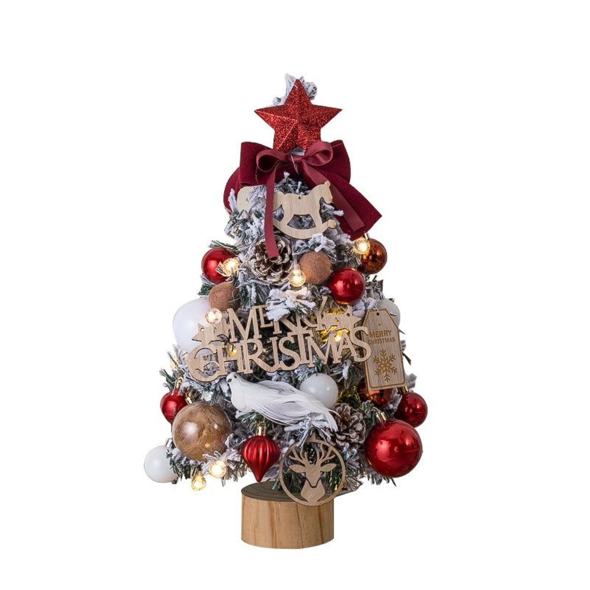VATYERTY - Mini juego de árbol de Navidad brillante de escritorio rojo 50cm