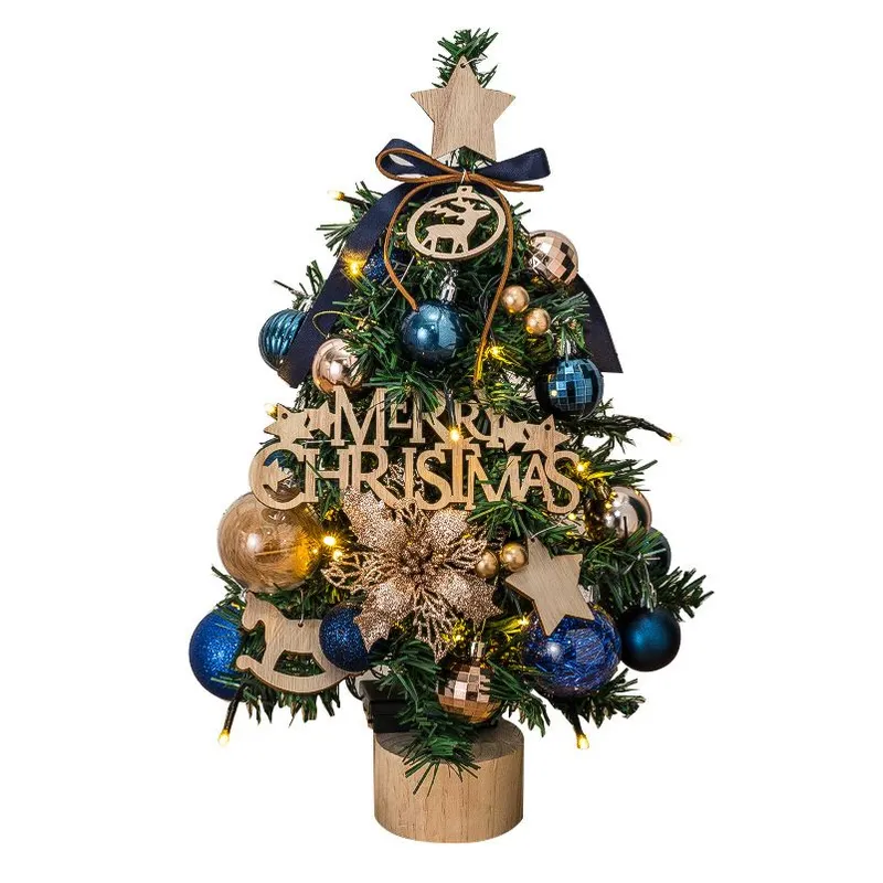 VATYERTY - Mini juego de árbol de Navidad pvc brillante de escritorio azul 45cm