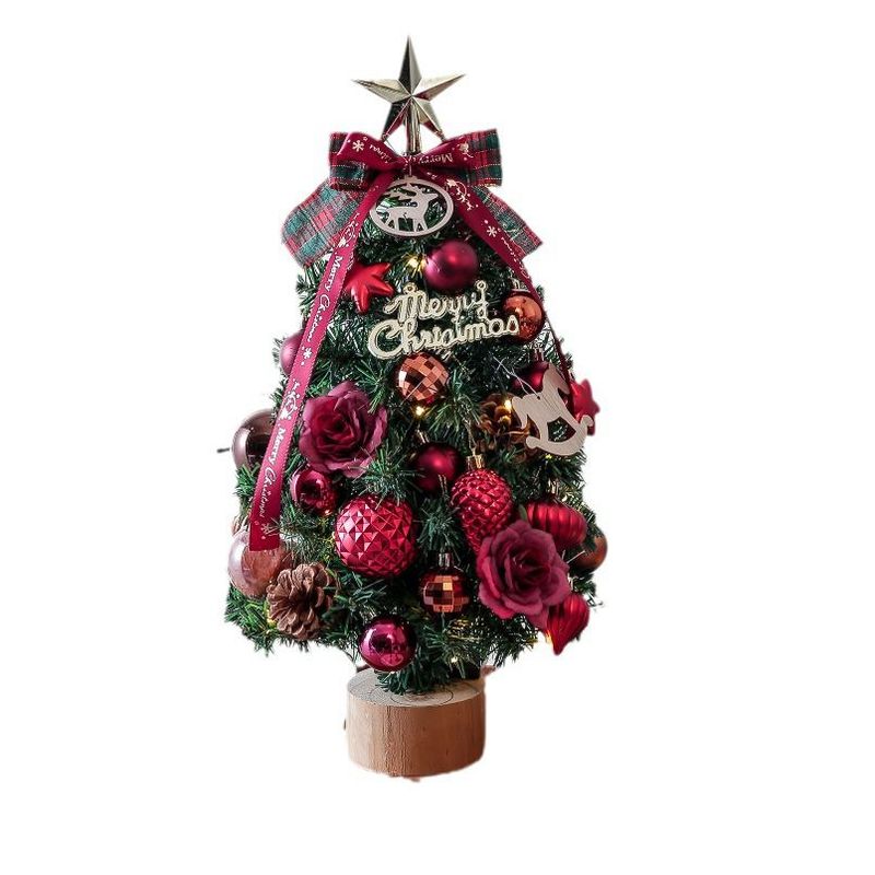VATYERTY - Mini juego de árbol de Navidad pvc brillante de escritorio rojo 45cm