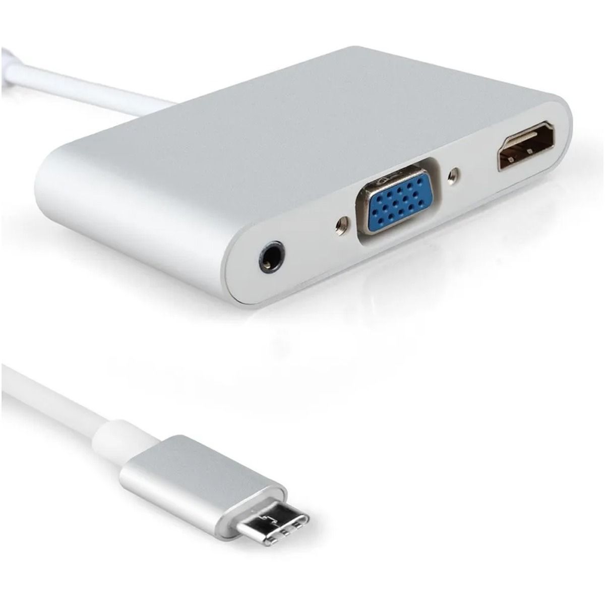 GENERICO - Convertidor Tipo C a Hmdi 4k VGA con Audio 3.5mm 3 en 1 Multiport hub