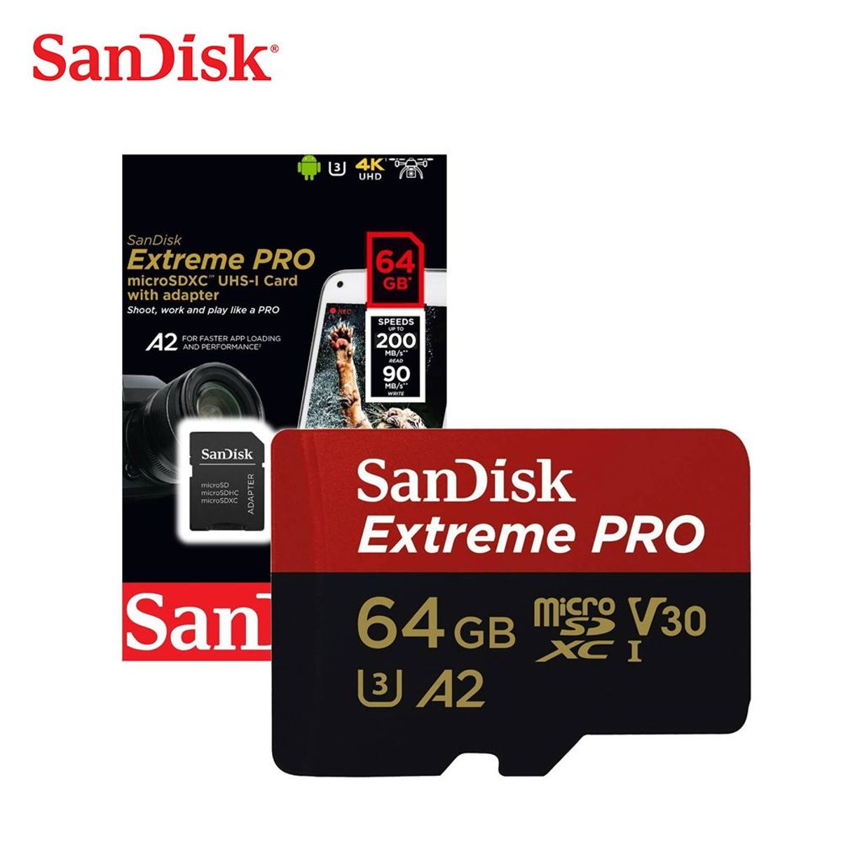 SANDISK - Memoria MICRO SD SANDISK EXTREME PRO 64GB de 200mbs - ORIGINAL