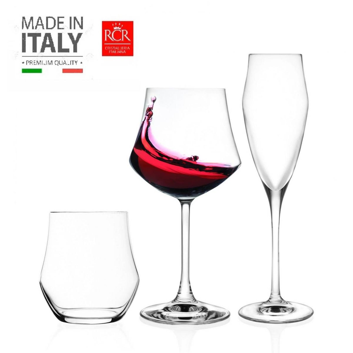 RCR - Set de Copas RCR y Vasos de 18 piezas marca Italiana