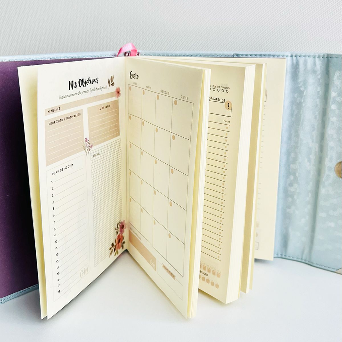 GIN - Gin agenda 2026 diaria -Tipo cartera tono Rosa