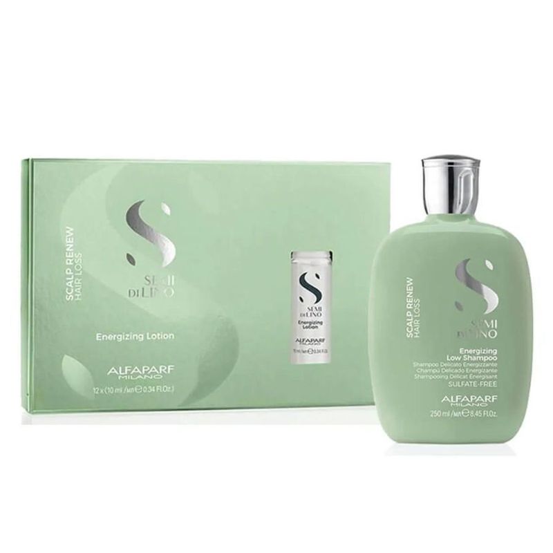 ALFAPARF MILANO - ALFAPARF SEMI DI LINO – Dúo Energizing Shampoo 250 ml + Energizing Lotion 12 unid. x 10ml
