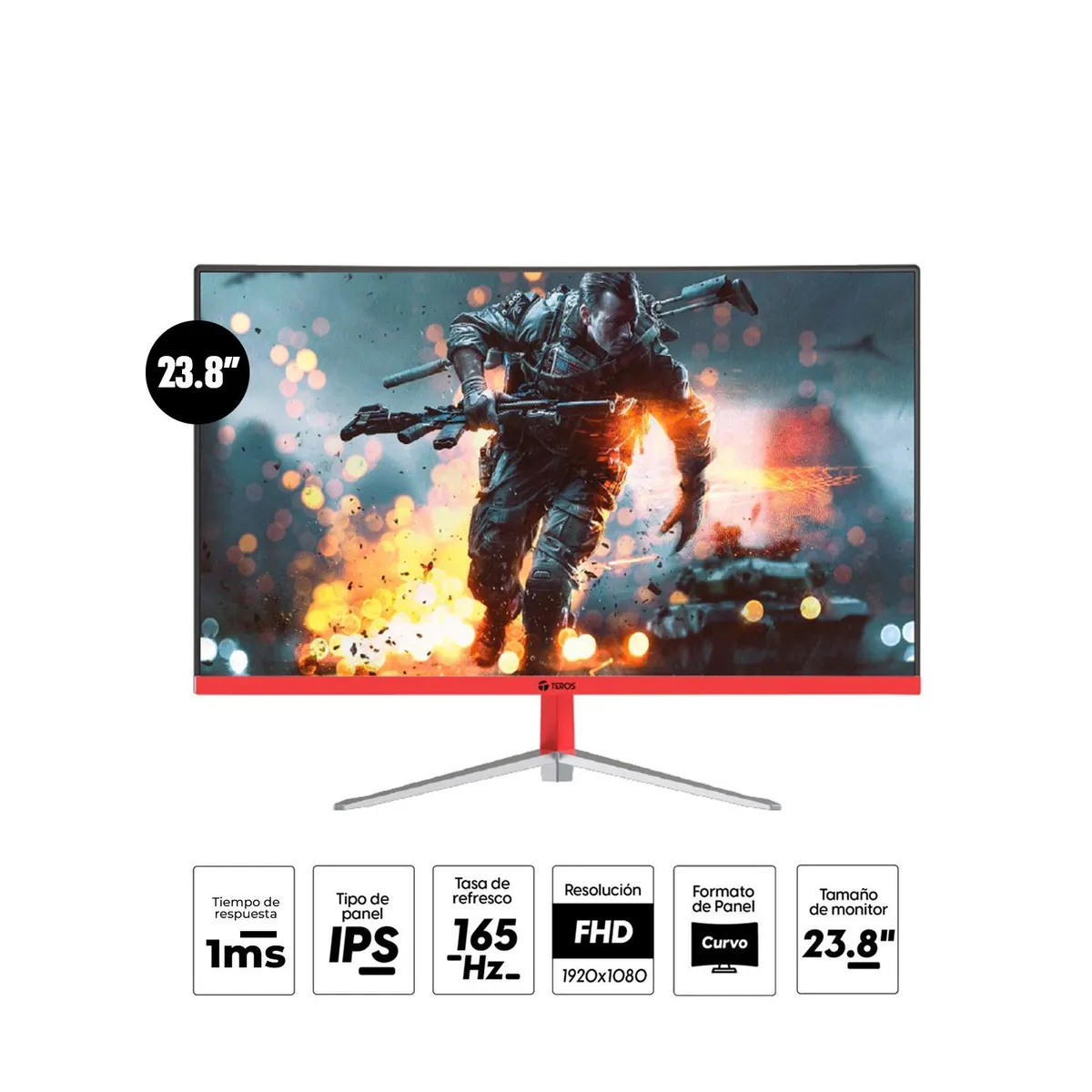 TEROS - Monitor Gaming Teros Te-2470G 23.8" Curvo Ips Fhd 165Hz 1Ms