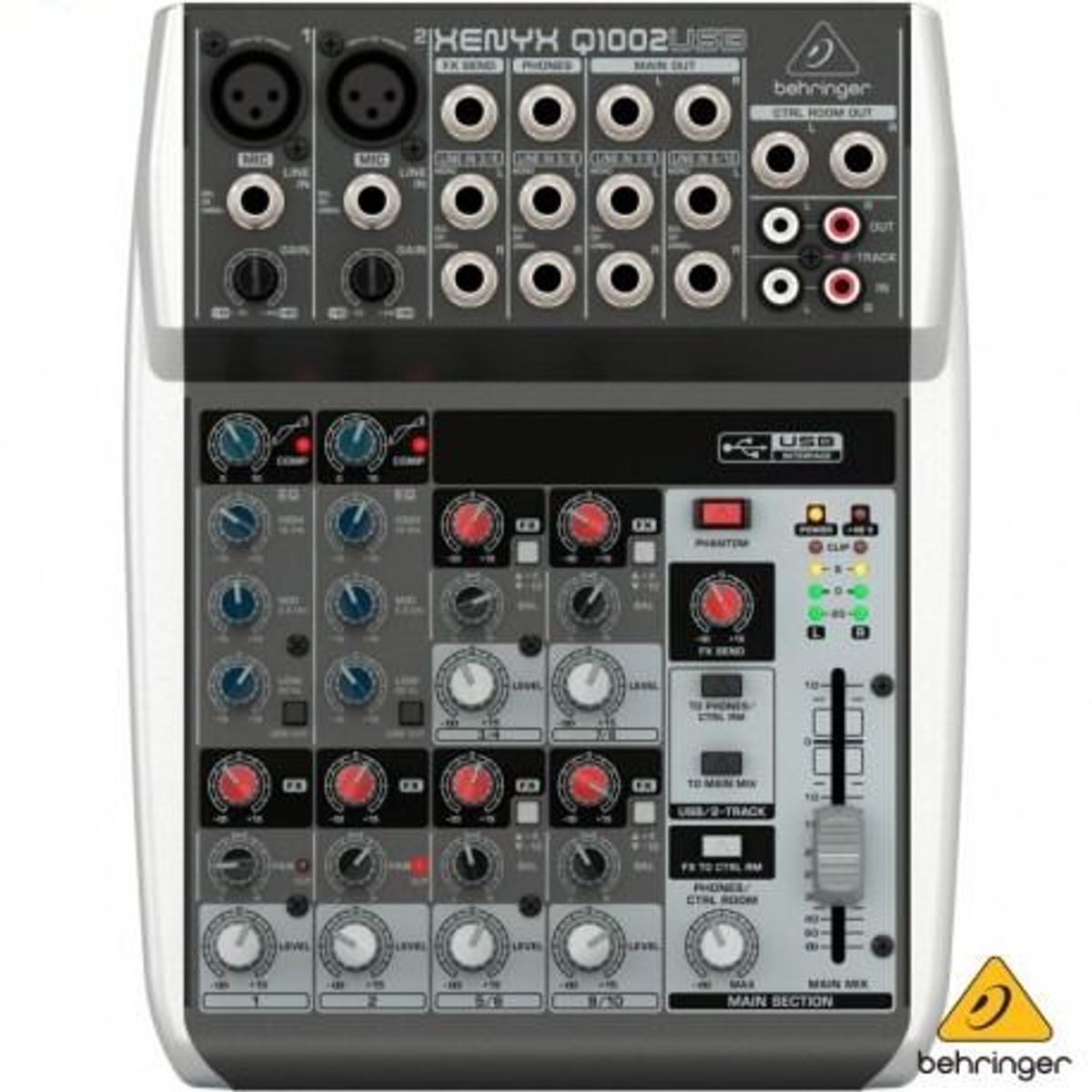 BEHRINGER - Mezcladora de 10 entradas Behringer XENYX Q1002USB e interfaz de audio