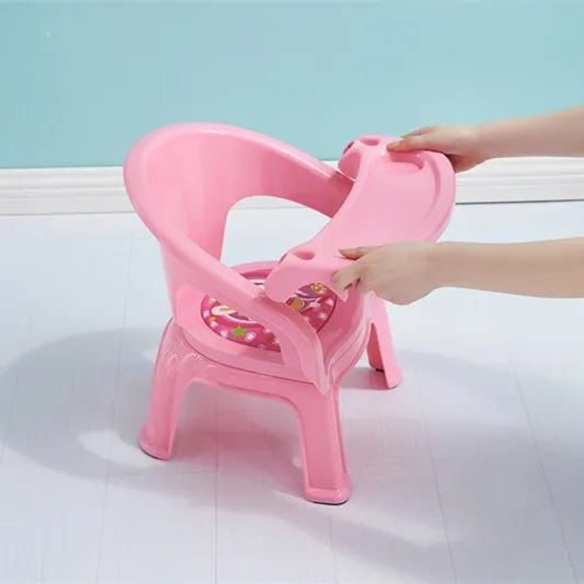 GENERICO - Silla Para Cena Bebe De Plástico Con Comedor 3 en 1 Rosado