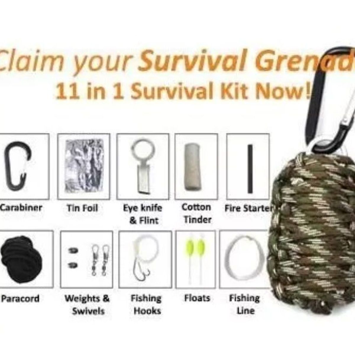 GENERICO - MINI KIT DE SENDERISMO SUPERVIVENCIA PESCA 11 EN 1