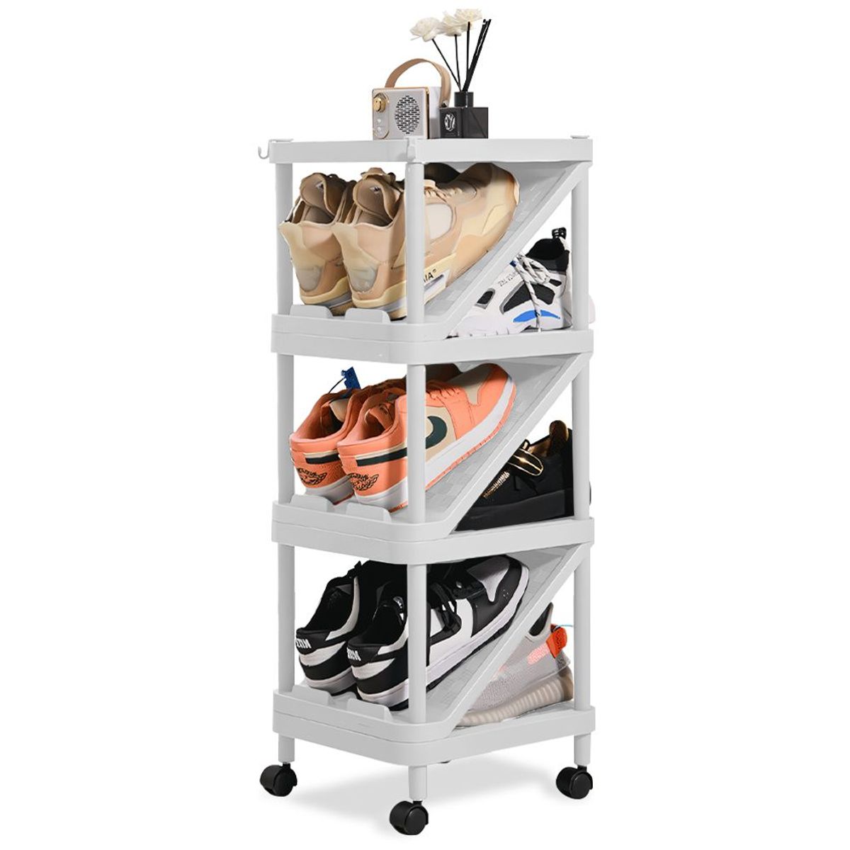 KELLER - Estante Zapatera Organizador de Zapatos 4 Niveles Blanco LS0