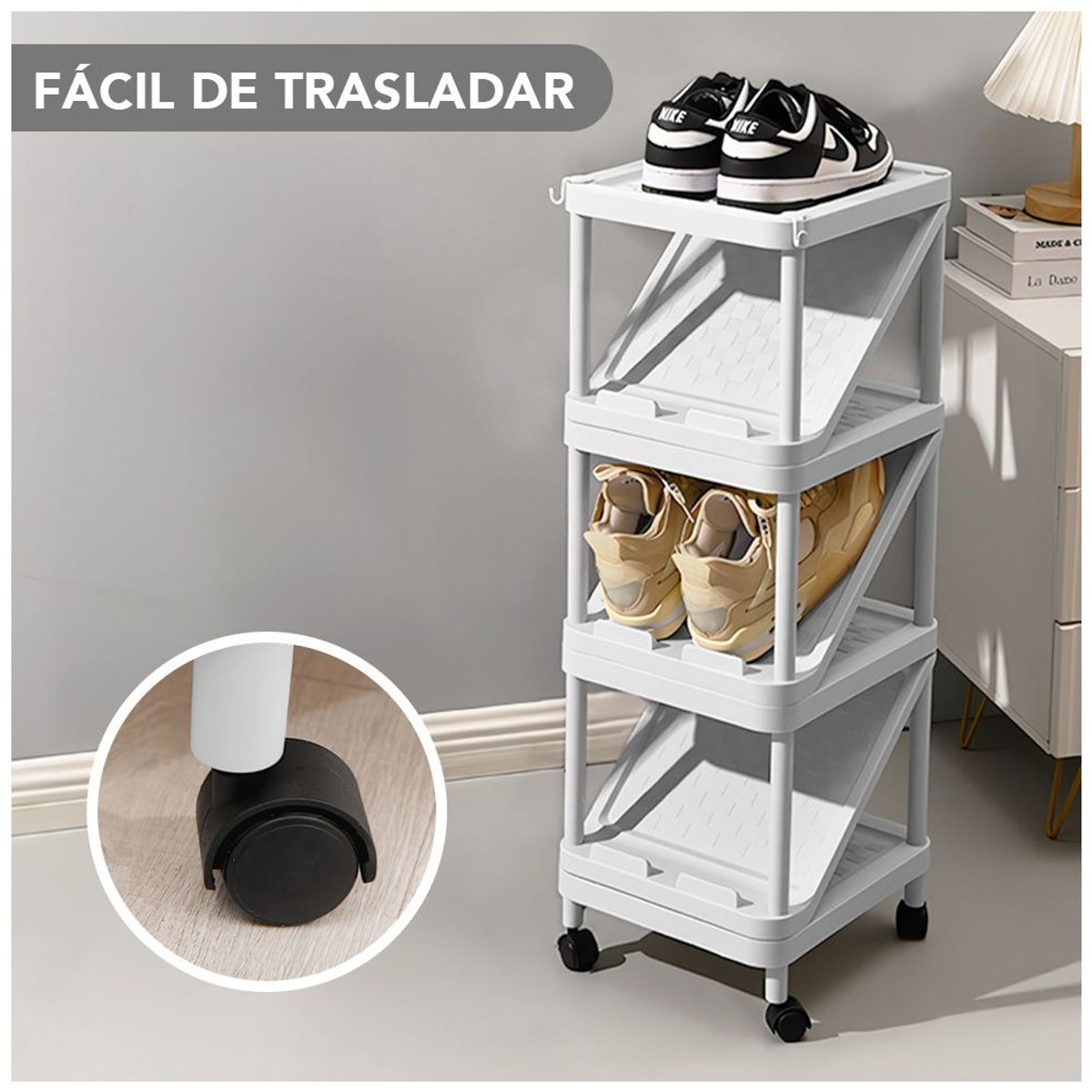 KELLER - Estante Zapatera Organizador de Zapatos 4 Niveles Blanco LS0