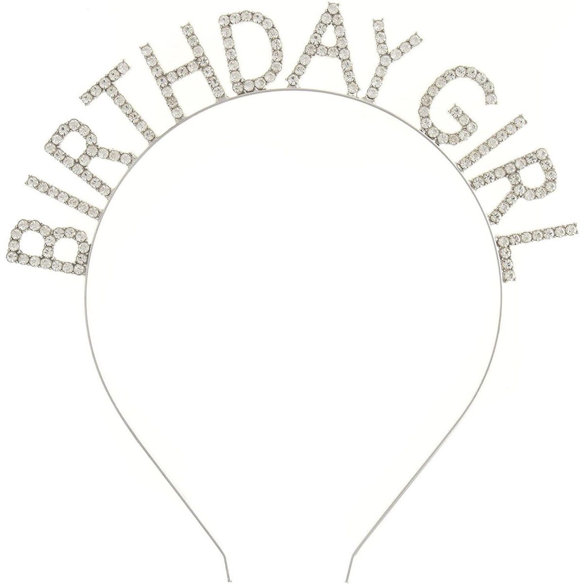 GENERICO - Vincha cumpleaños Birthday Girl metal piedritas plateada