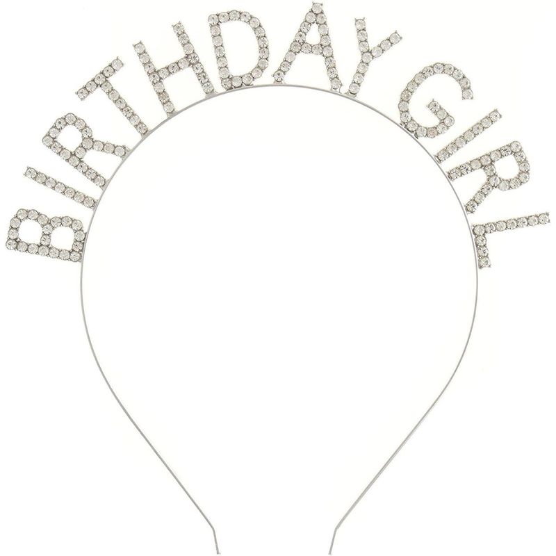 GENERICO - Vincha cumpleaños Birthday Girl metal piedritas plateada