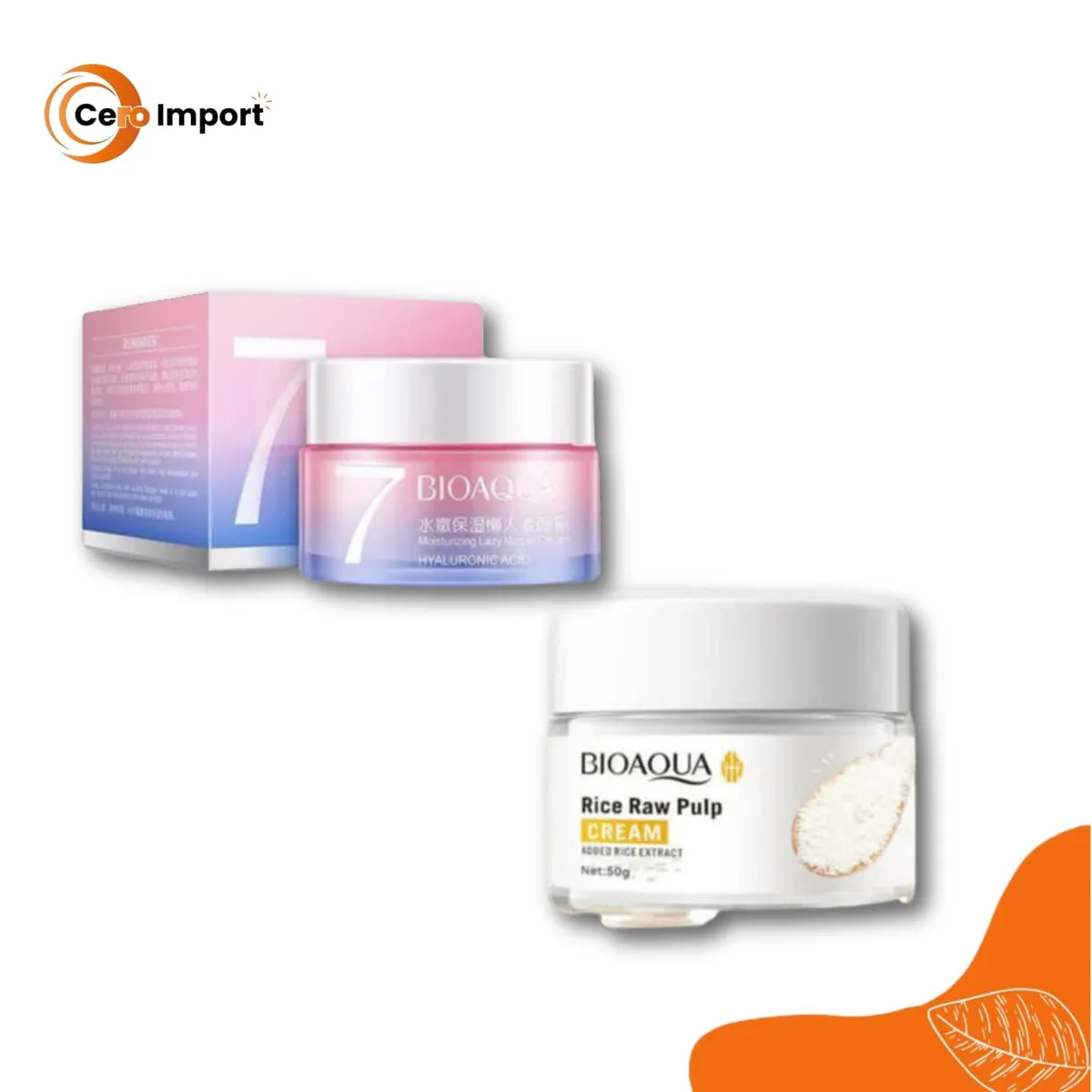 BIOAQUA - Pack Crema Blanqueadora V7 y Crema Aclarante de Arroz - Bioaqua