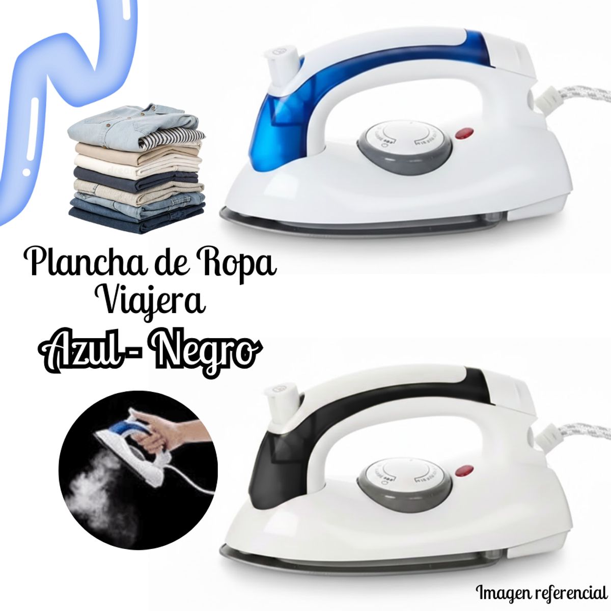 GENERICO - Mini Plancha de Viaje a Vapor con Base Antiadherente