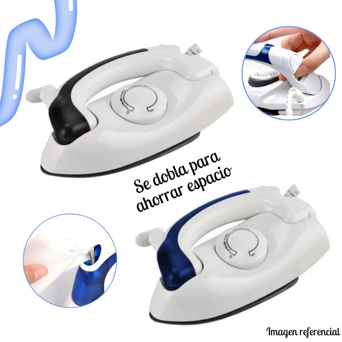 GENERICO - Mini Plancha de Viaje a Vapor con Base Antiadherente