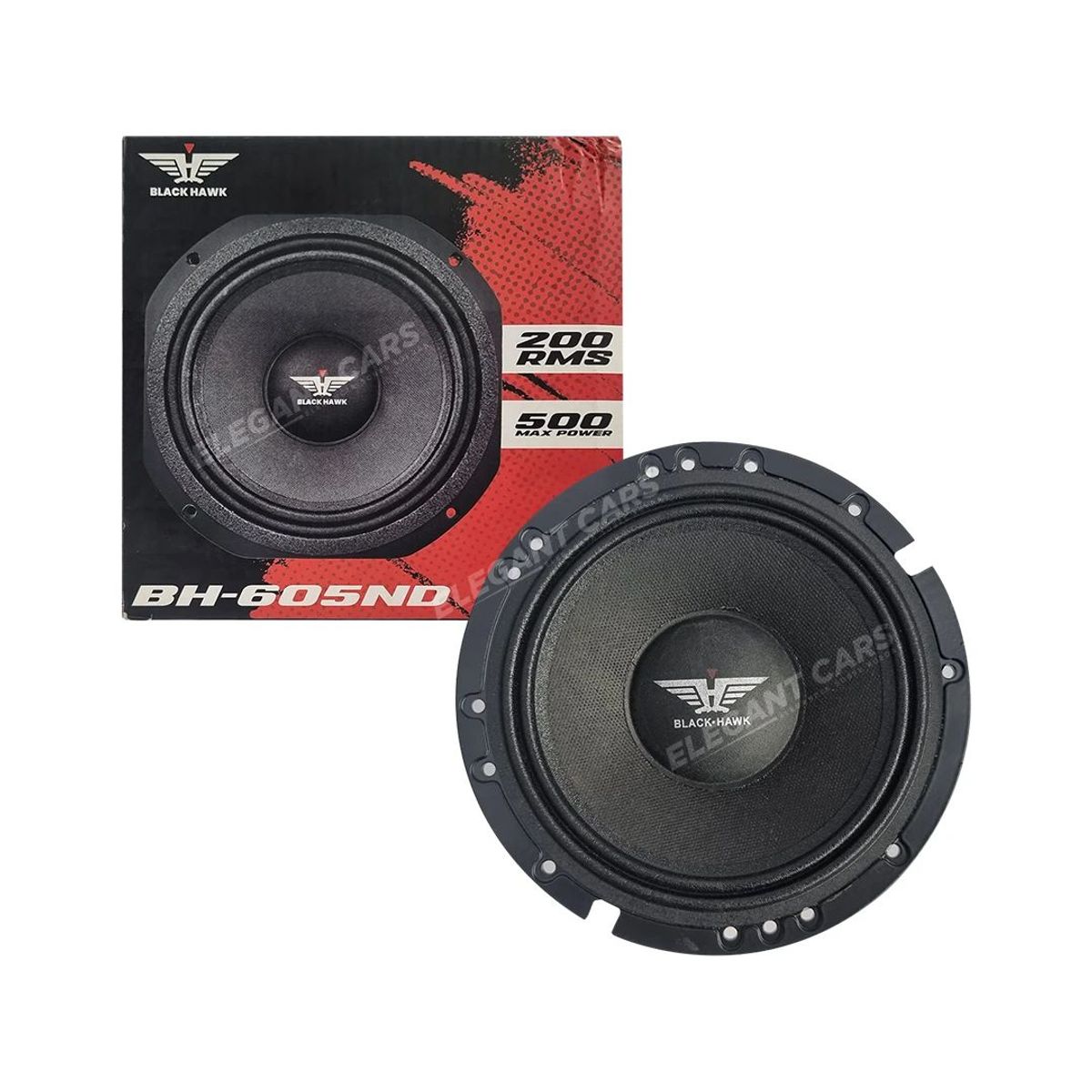 BLACK HAWK - Parlante Medio Black Hawk Neodimio 65? 500w Pro BH-605ND.