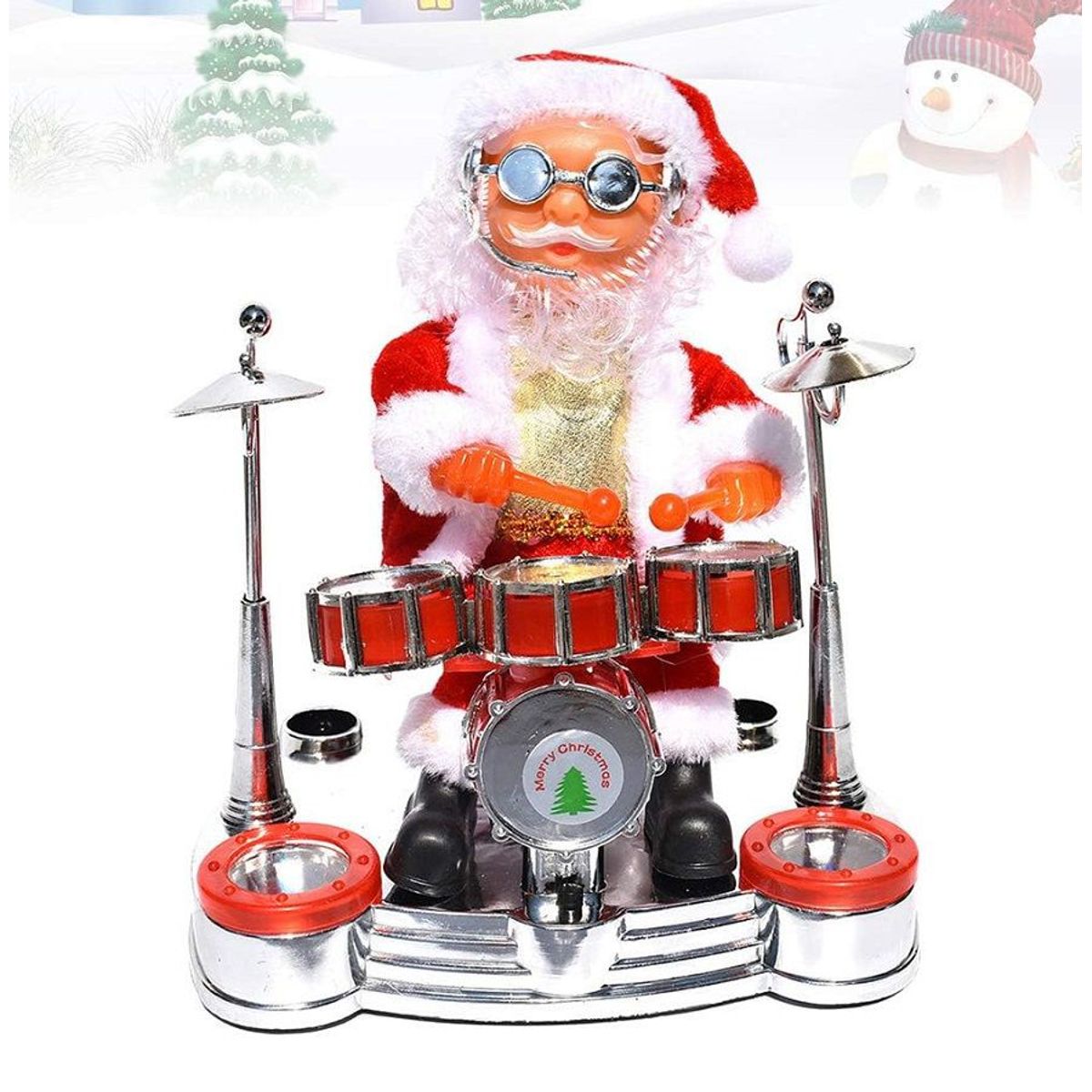 GENERICO - Papa Noel baterista Santa claus musical muñeco eléctrico