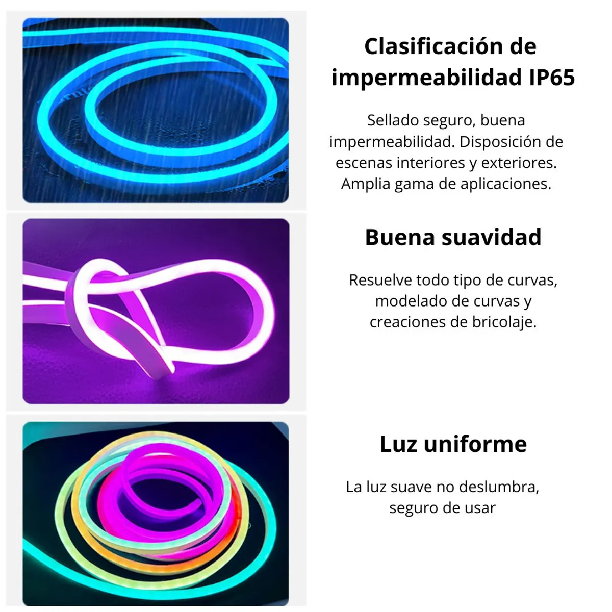 GENERICO - Cinta Luz de Neón LED 12V 5 Metros RGB Silicona Impermeable