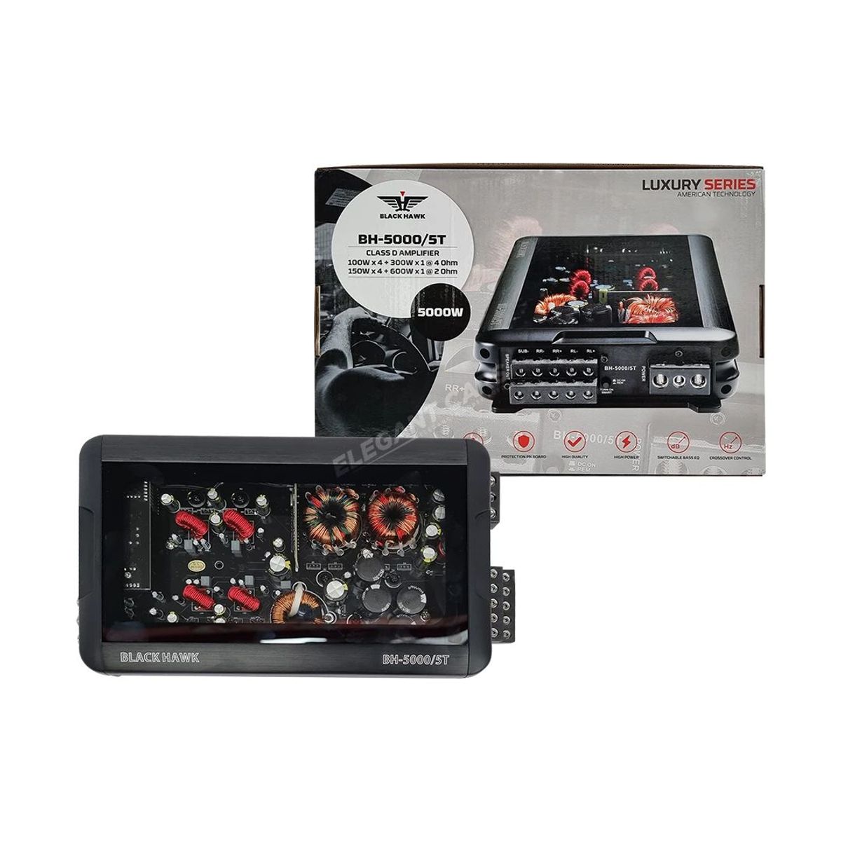 BLACK HAWK - Amplificador Black Hawk Digital 5 Canales 5000w BH-5000-ST.