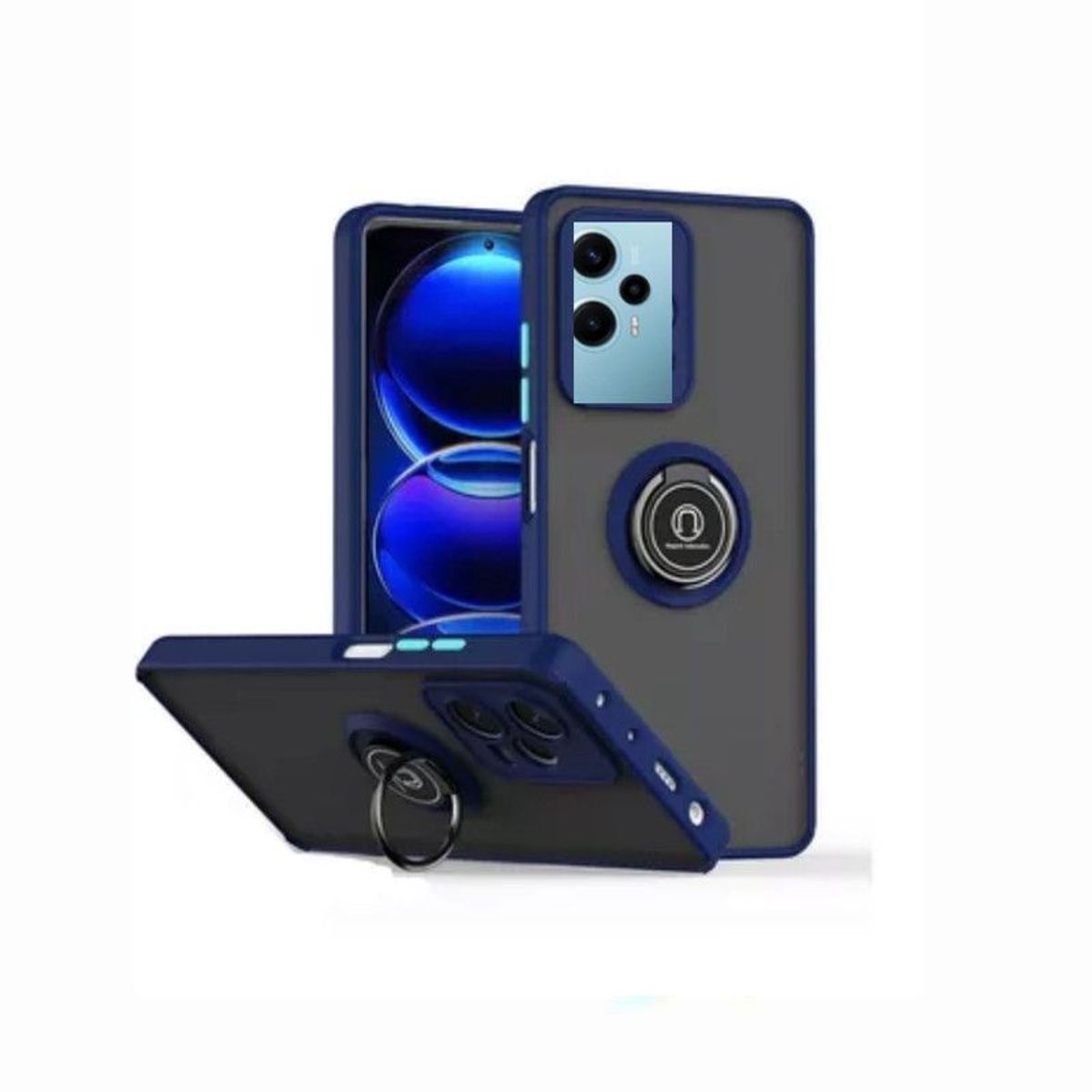 CASE - Case Ahumado Con Anillo Xiaomi Poco F5 - AZUL