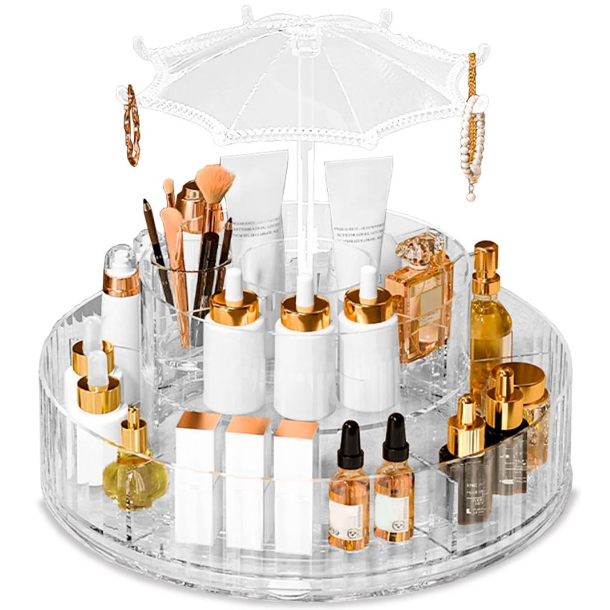MINARI - Organizador Acrílico de Maquillaje Cosméticos Giratorio Elegante T67