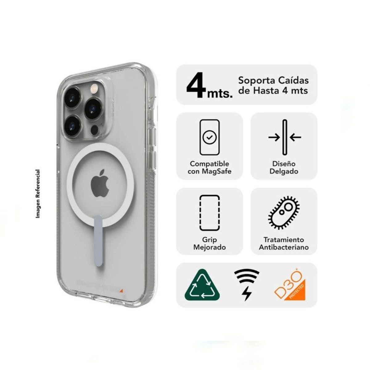 GENERICO - Case Gear4 Transparente Con Magsafe Para Iphone 15
