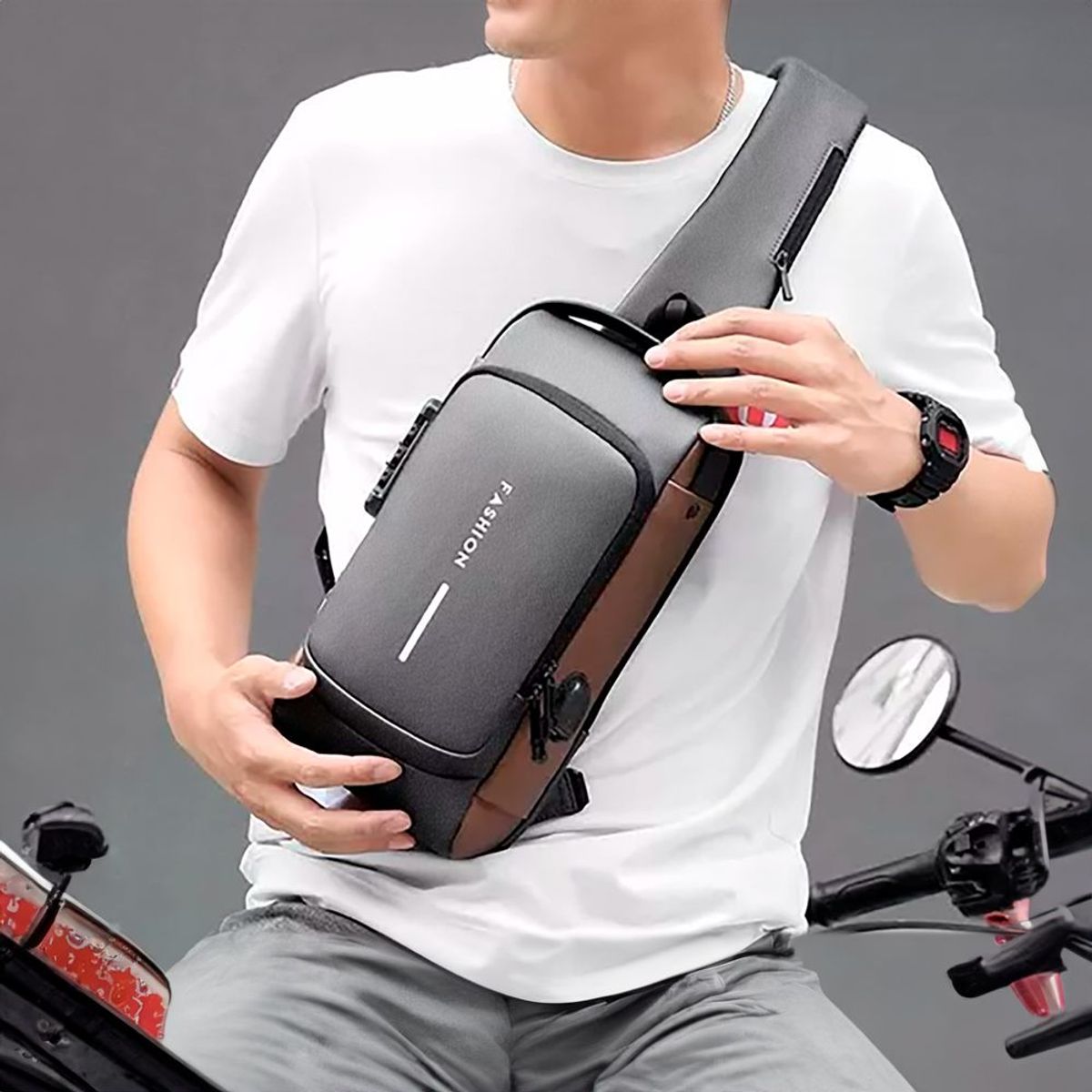 GENERICO - Mochila Antirrobo - Pechera Morral con Clave Impermeable