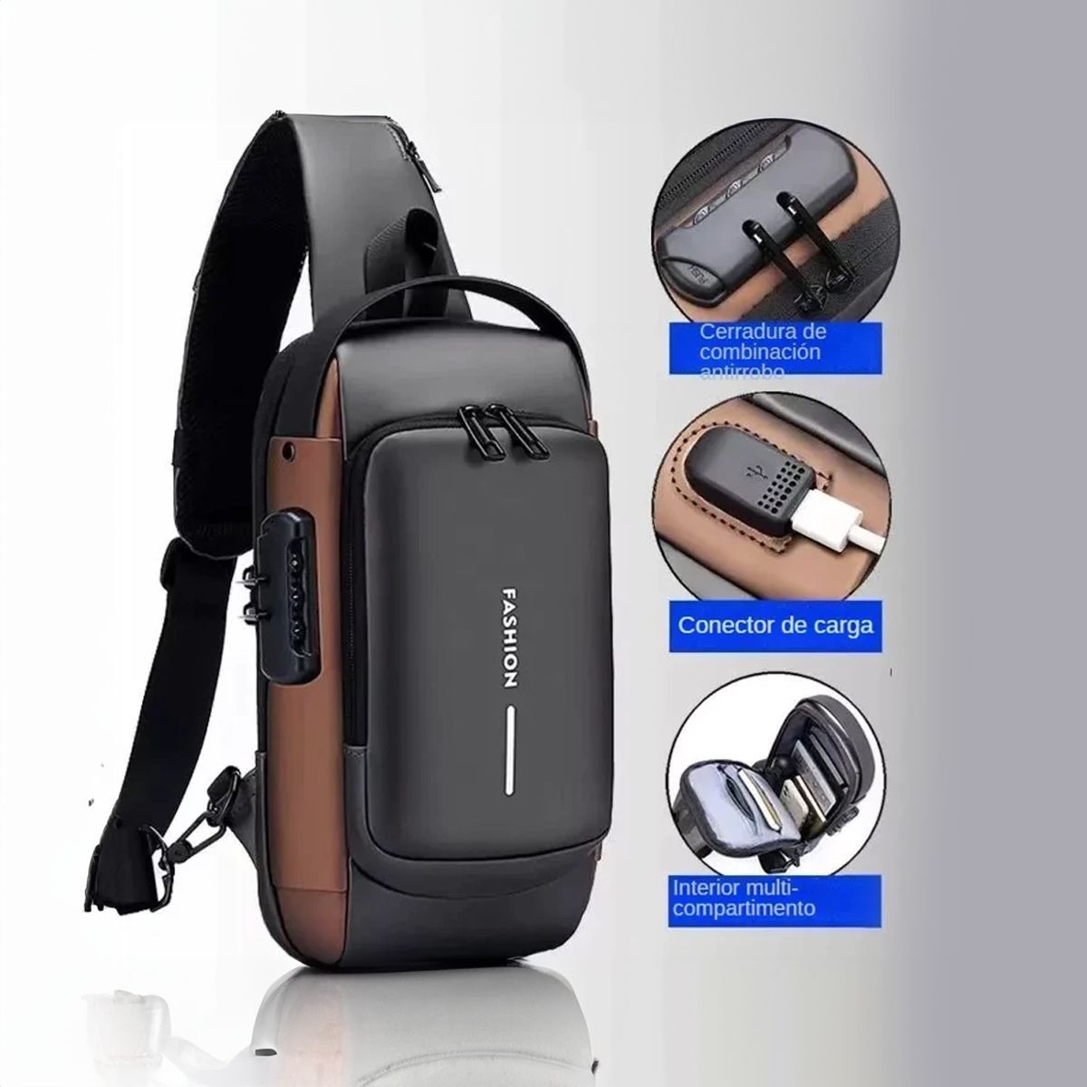 GENERICO - Mochila Antirrobo - Pechera Morral con Clave Impermeable