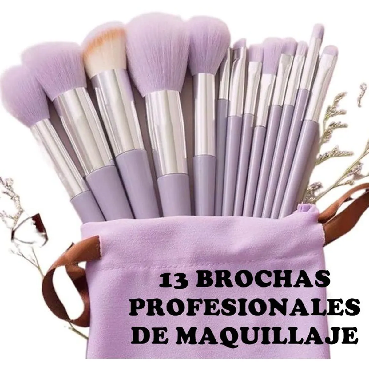 GENERICO - Set de 13 Brochas Profesionales de Maquillaje + Estuche de Terciopelo