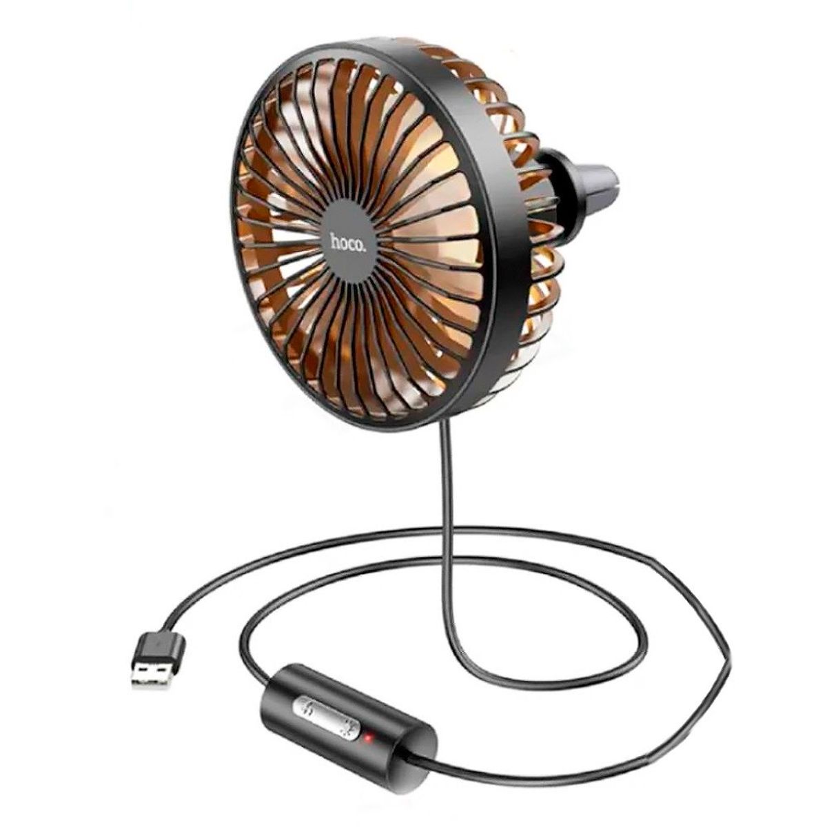 HOCO - Ventilador Para Coche Auto Hoco ZP2 Giro 360 Portatil USB