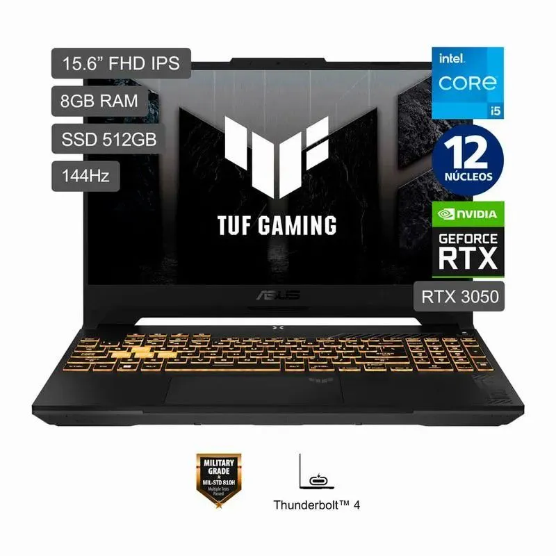 ASUS - Laptop Asus tuf Dash Intel core I5 12va Gen 12500H 8gb 512gb 15.6 fhd 4G video RTX 3050 window 11