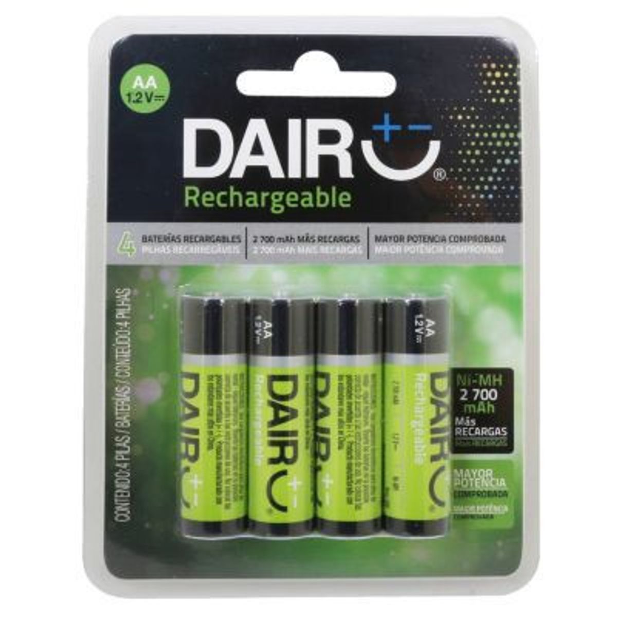 GENERICO - 2 Pares Pack de Pilas Recargables AA 1.2V Dairu