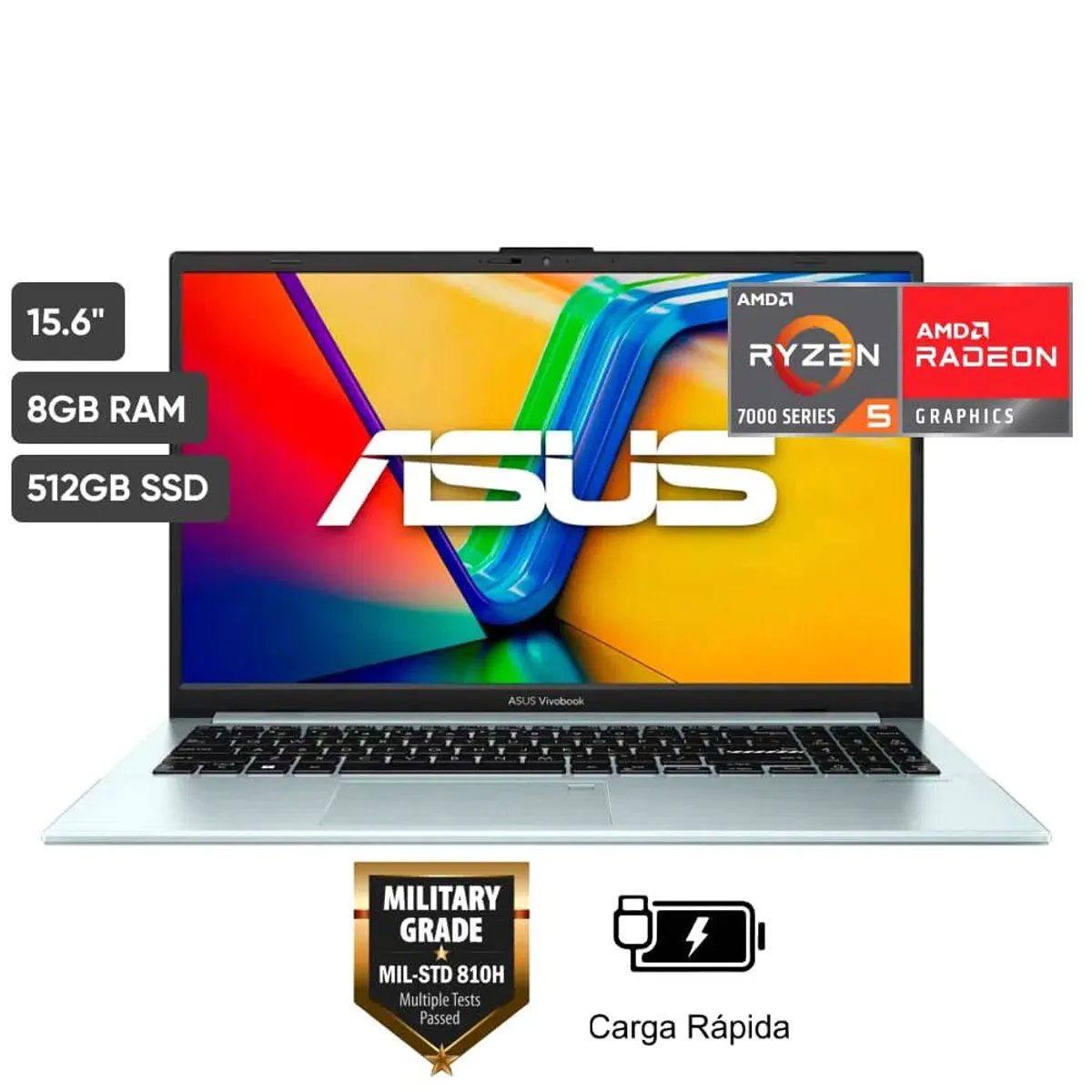 ASUS - Laptop Asus Vivobook Go R5 7520U 8gb Ddr5 512gb Ssd 15.6 Fhd window 11 Grey
