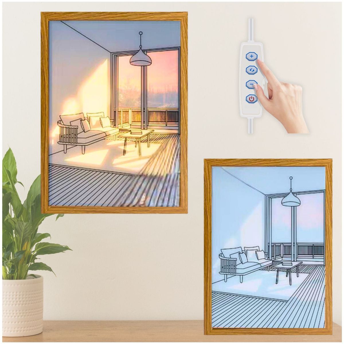 OEM - Cuadro Decorativo 3D Luminoso Estilo Nordico 3 Modos De Luz VERTICAL