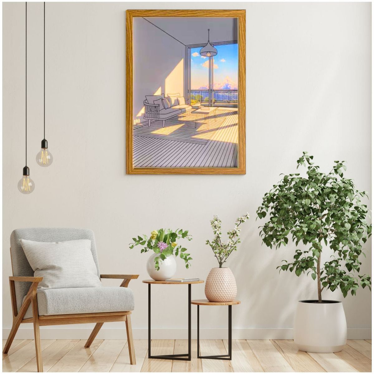 OEM - Cuadro Decorativo 3D Luminoso Estilo Nordico 3 Modos De Luz VERTICAL